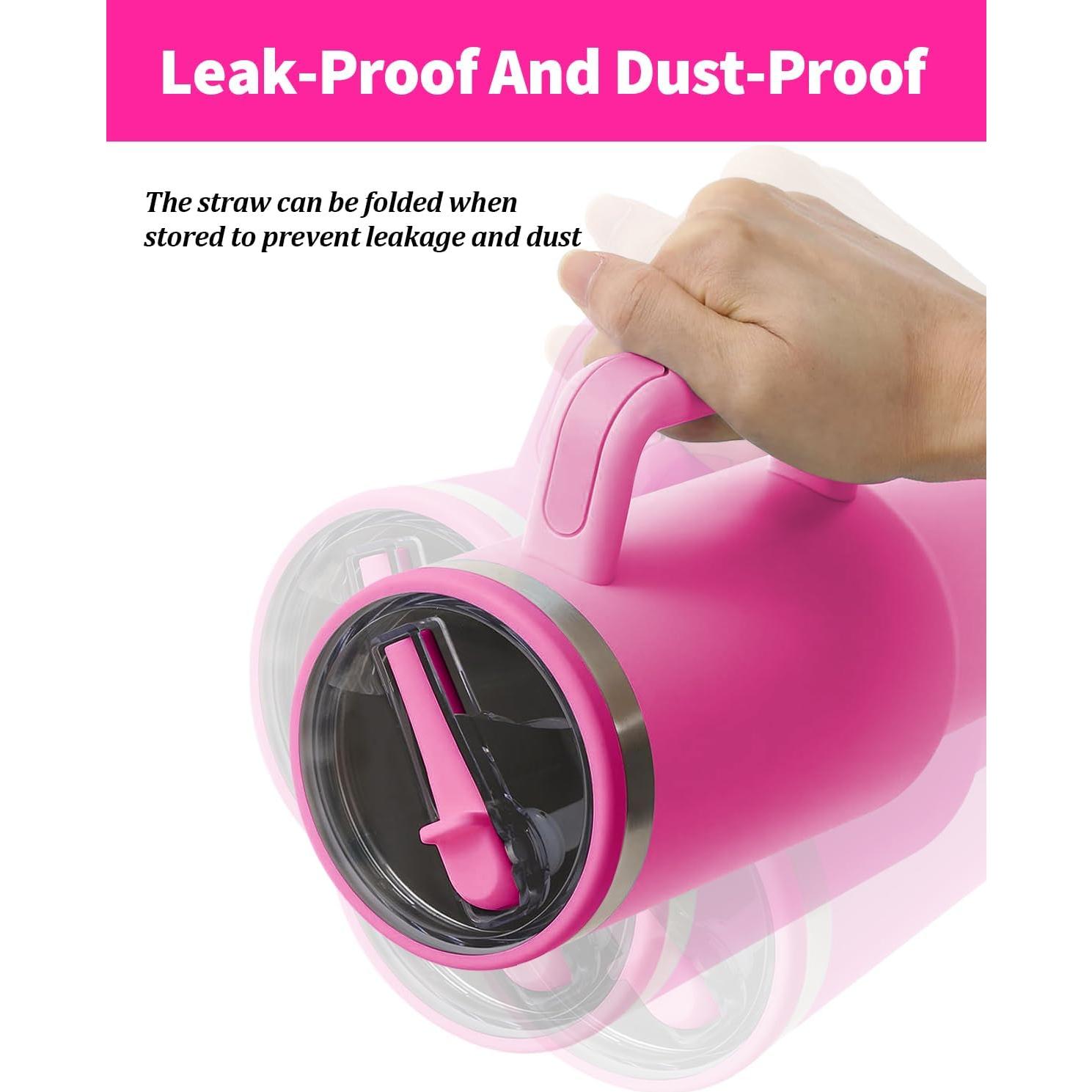 Tapa con Popote para Vaso Stanley 40 oz CHEMLLC - Paquete de 2 Rosa