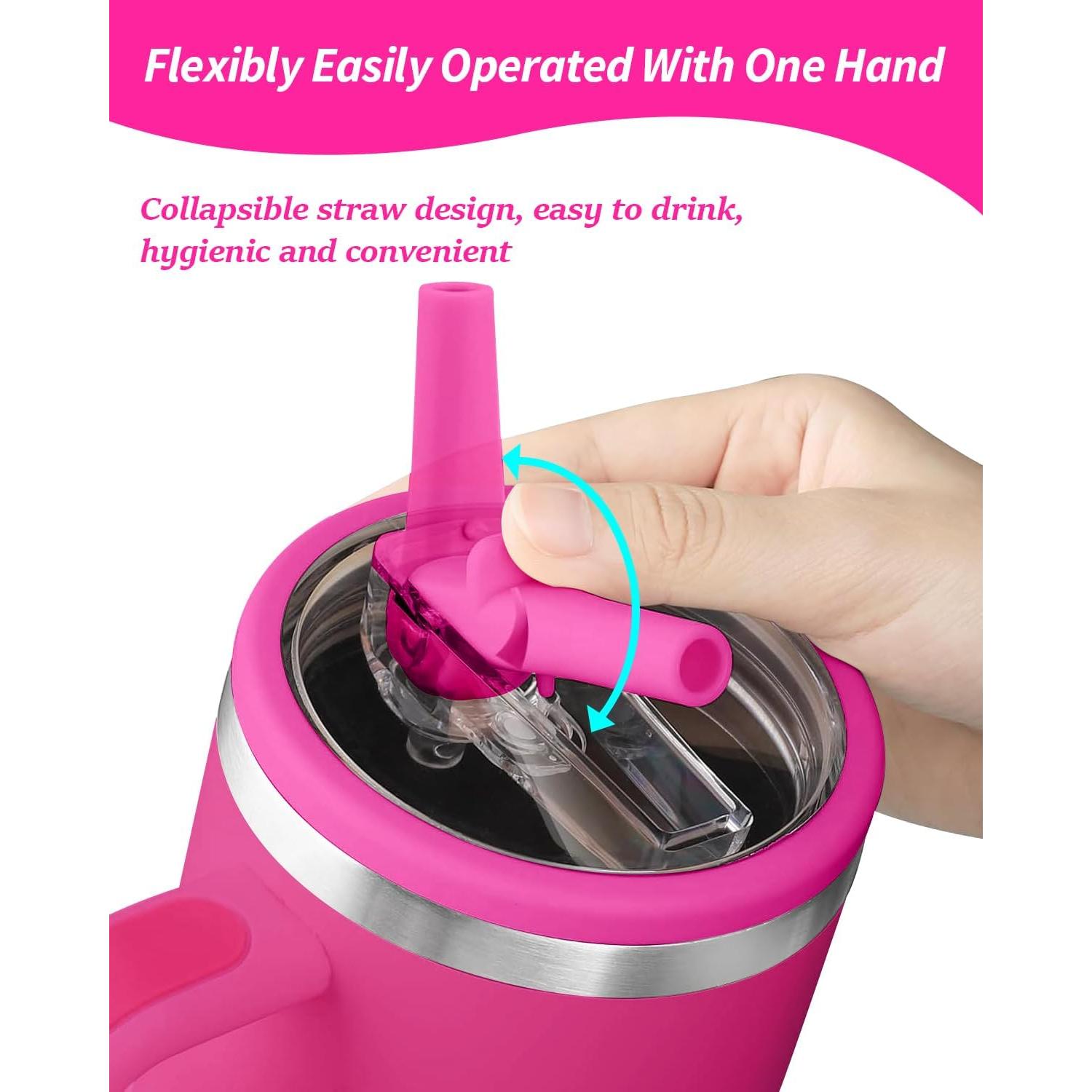 Tapa con Popote para Vaso Stanley 40 oz CHEMLLC - Paquete de 2 Rosa