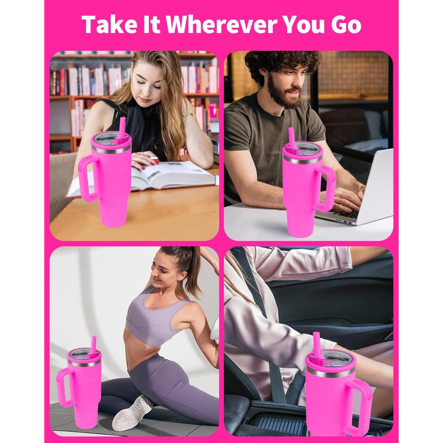 Tapa con Popote para Vaso Stanley 40 oz CHEMLLC - Paquete de 2 Rosa