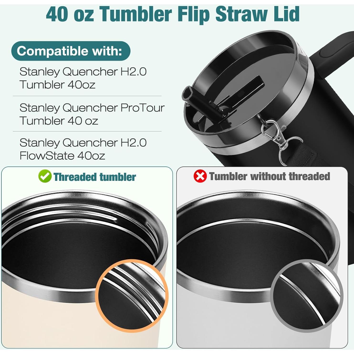 Tapa con Popote Flip PBFairyy para Vaso Stanley 40 oz - 2 Piezas