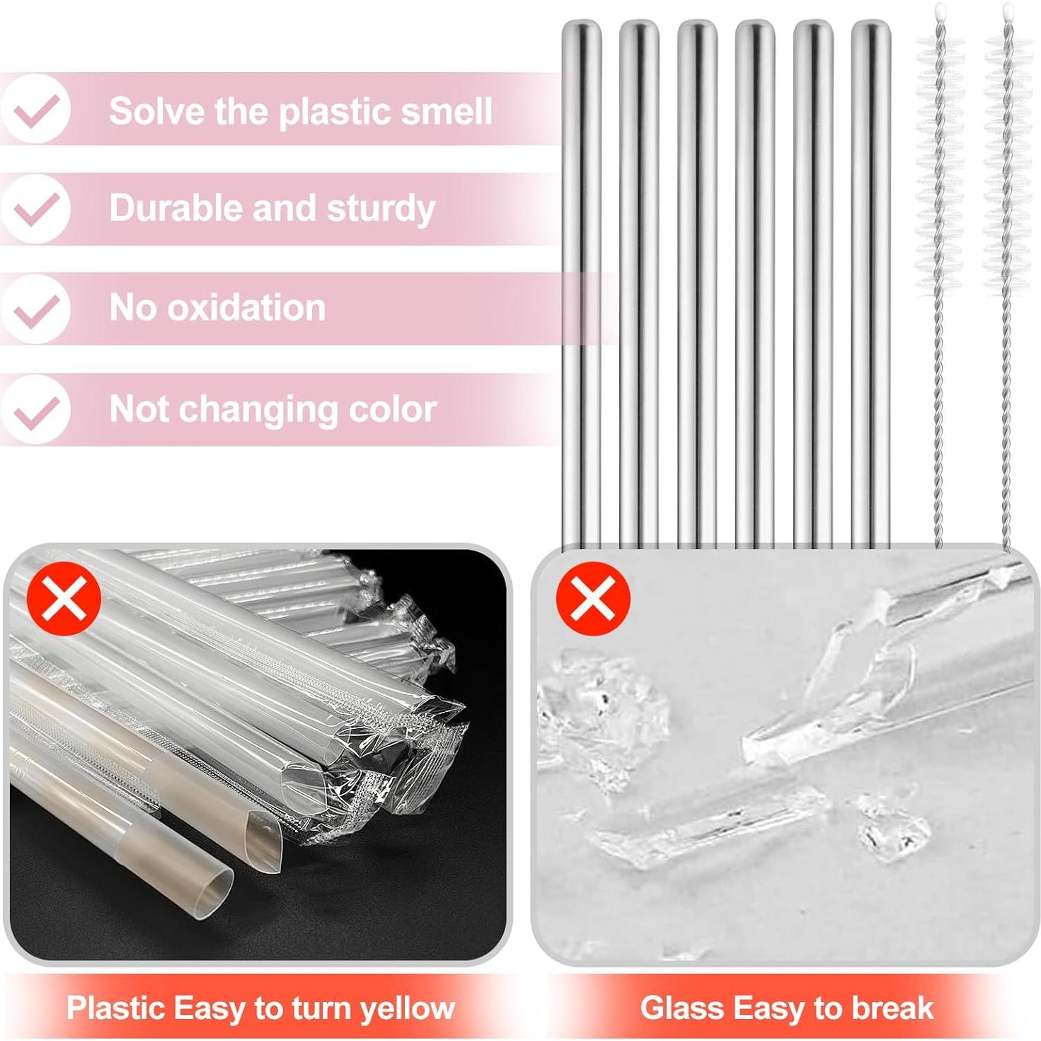 6 Pajitas de Acero Inoxidable ZIZAISM para Tumbler Stanley 40oz