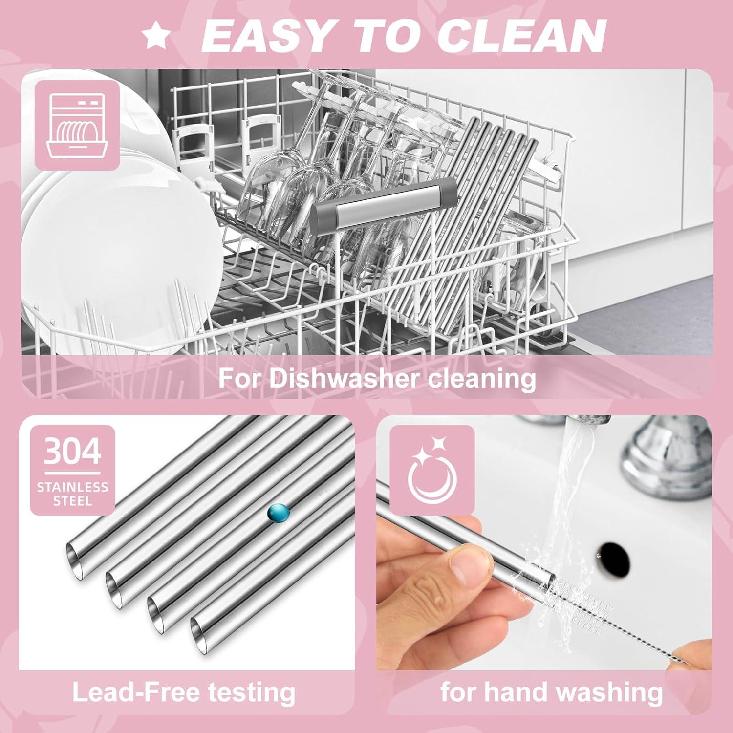 6 Pajitas de Acero Inoxidable ZIZAISM para Tumbler Stanley 40oz