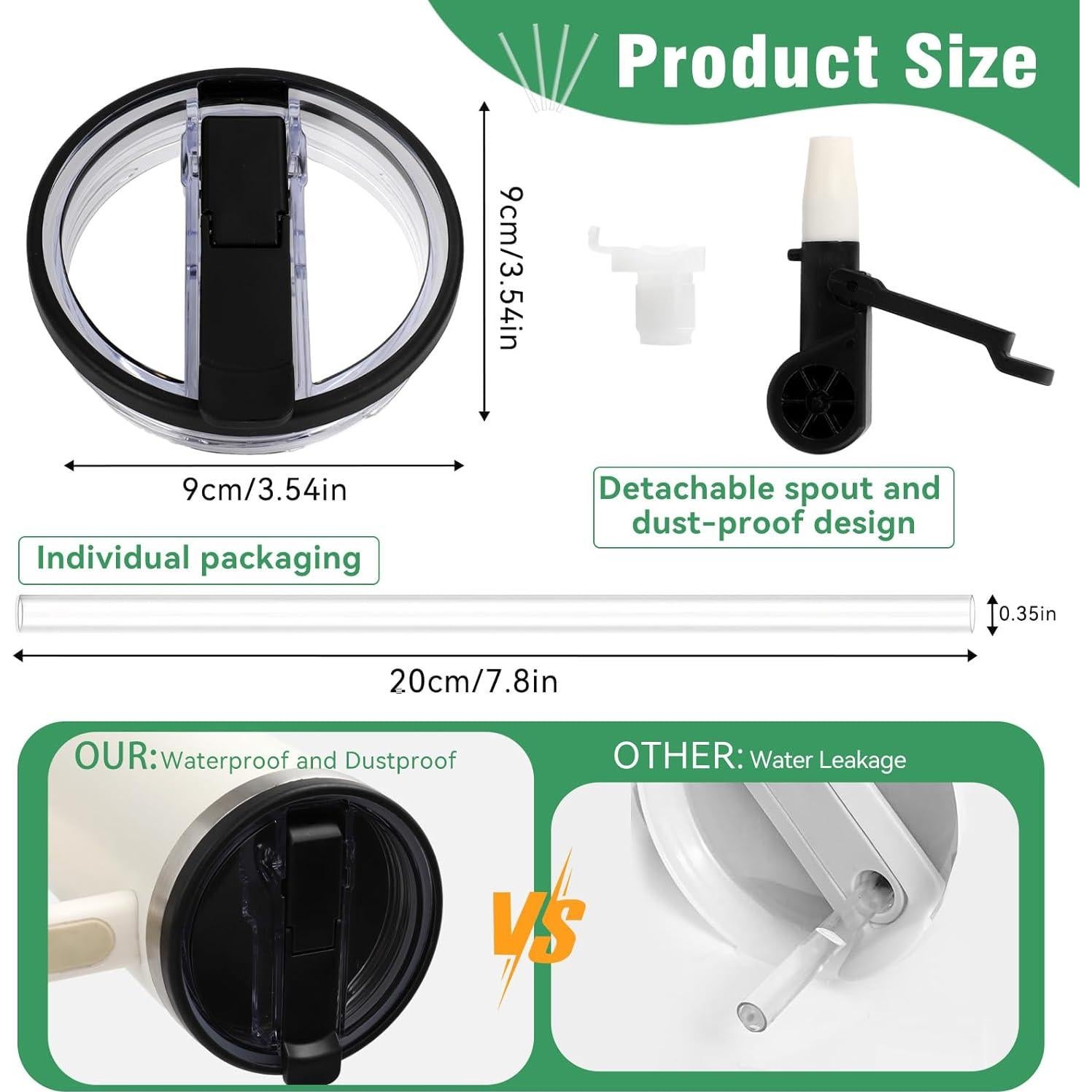 Tapa Pro con Popote Flip XHJH 40oz a Prueba de Fugas Negro - 2 Piezas