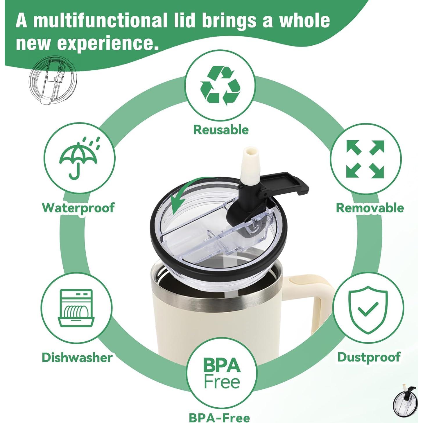 Tapa Pro con Popote Flip XHJH 40oz a Prueba de Fugas Negro - 2 Piezas