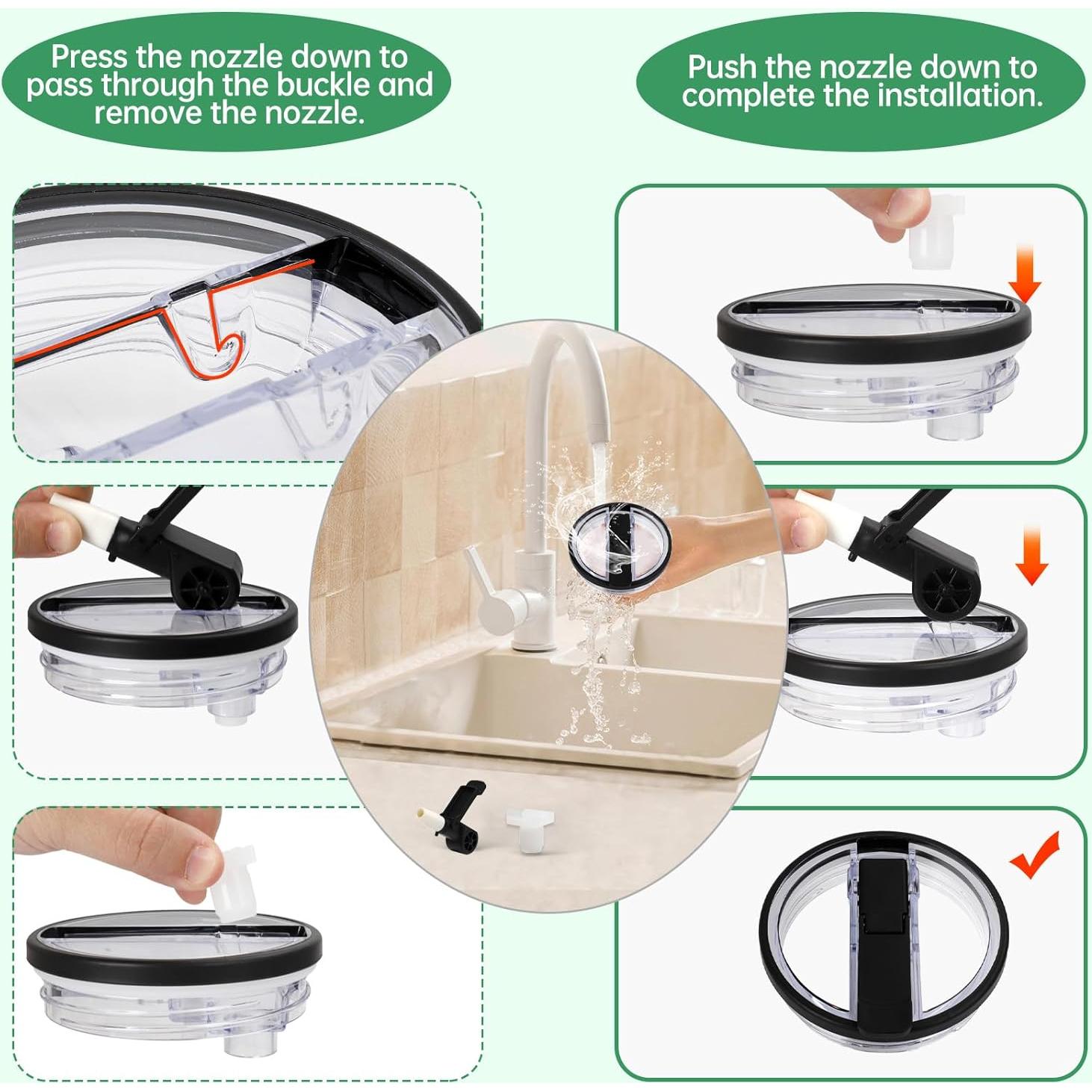 Tapa Pro con Popote Flip XHJH 40oz a Prueba de Fugas Negro - 2 Piezas