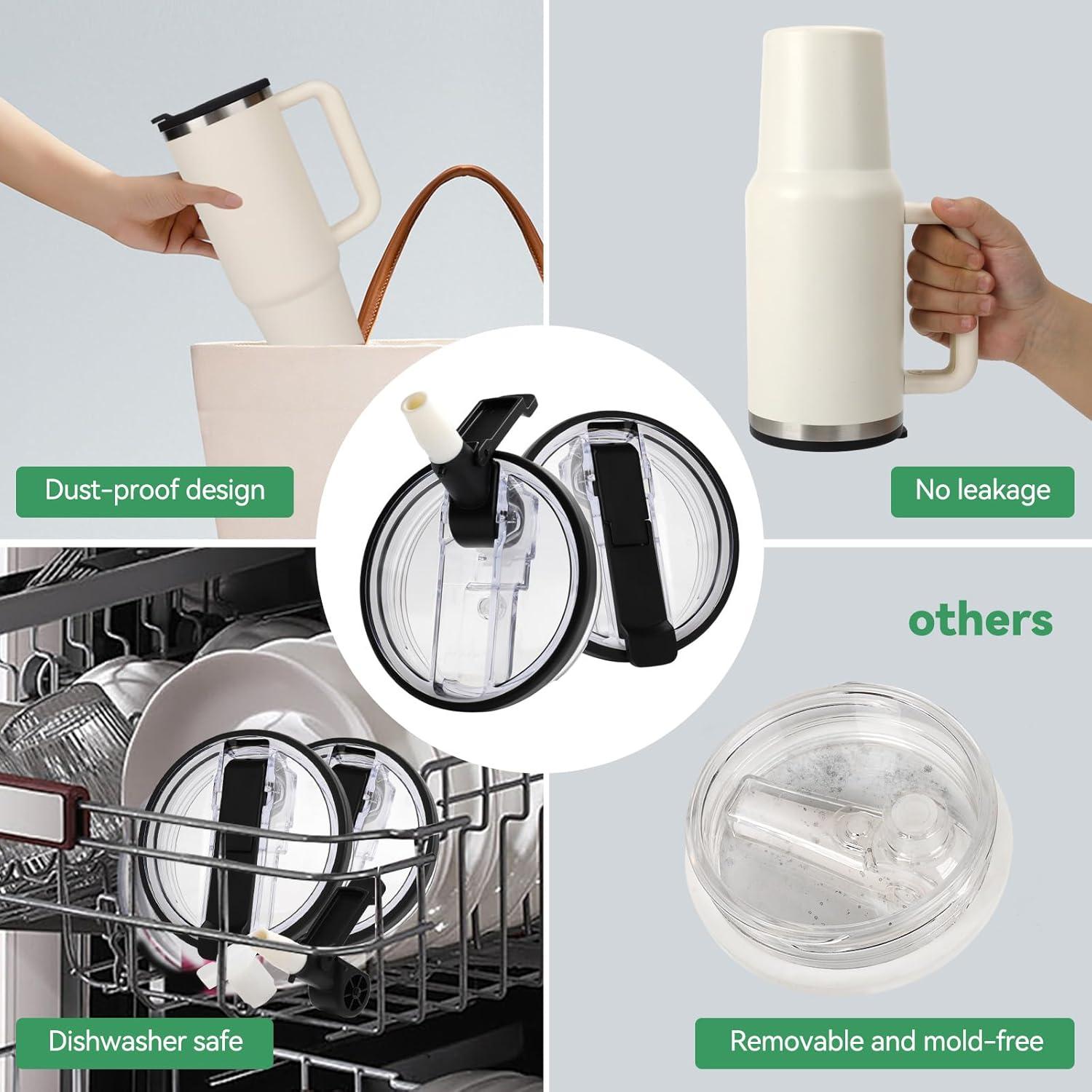 Tapa Pro con Popote Flip XHJH 40oz a Prueba de Fugas Negro - 2 Piezas