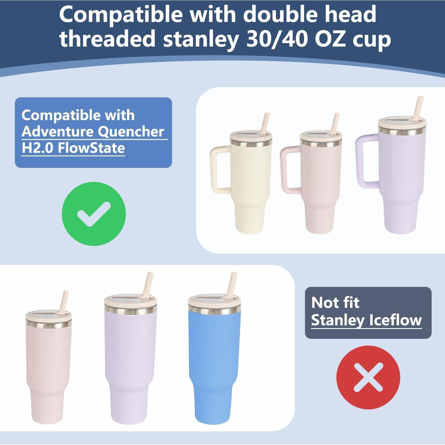 Paquete de 2 tapas de paja Hcirtnawi 40 oz a prueba de fugas