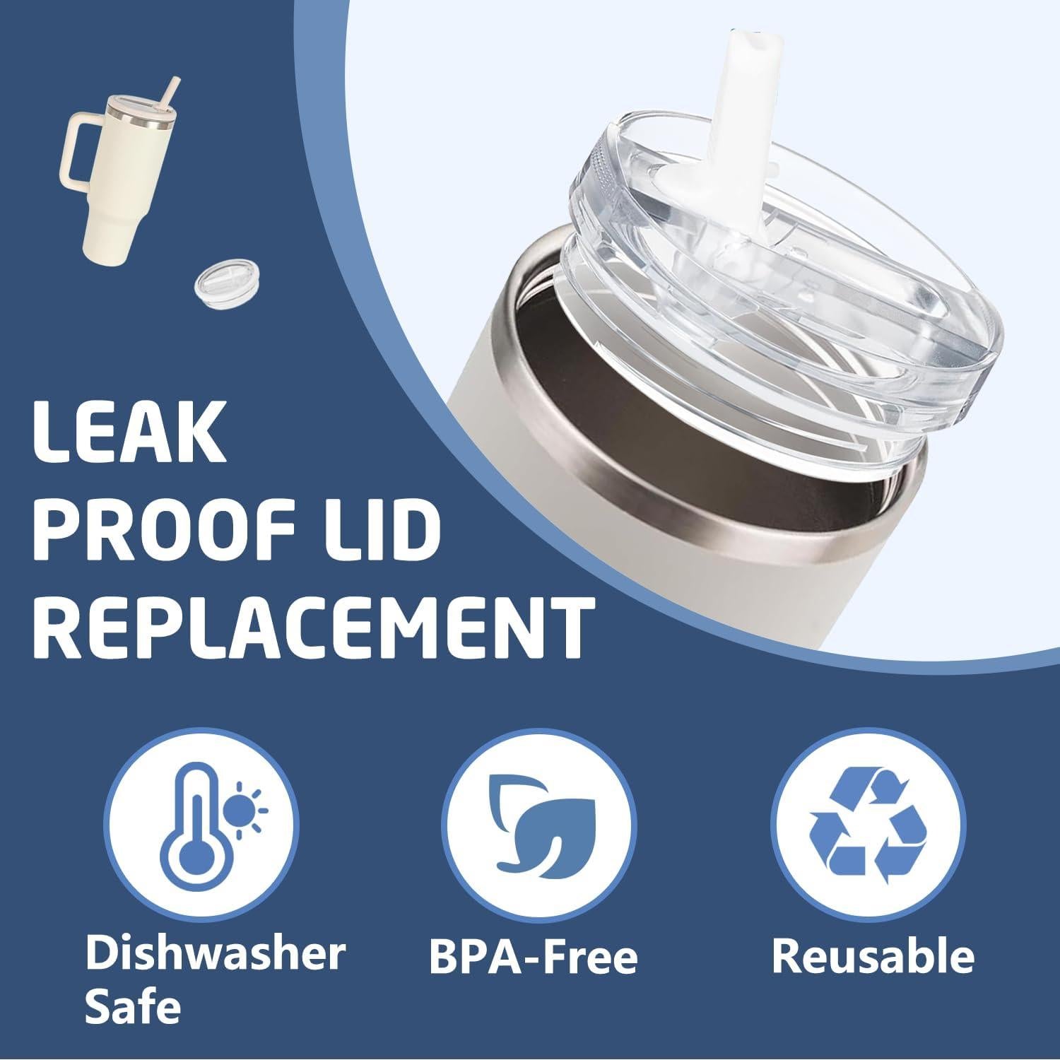 Paquete de 2 tapas de paja Hcirtnawi 40 oz a prueba de fugas