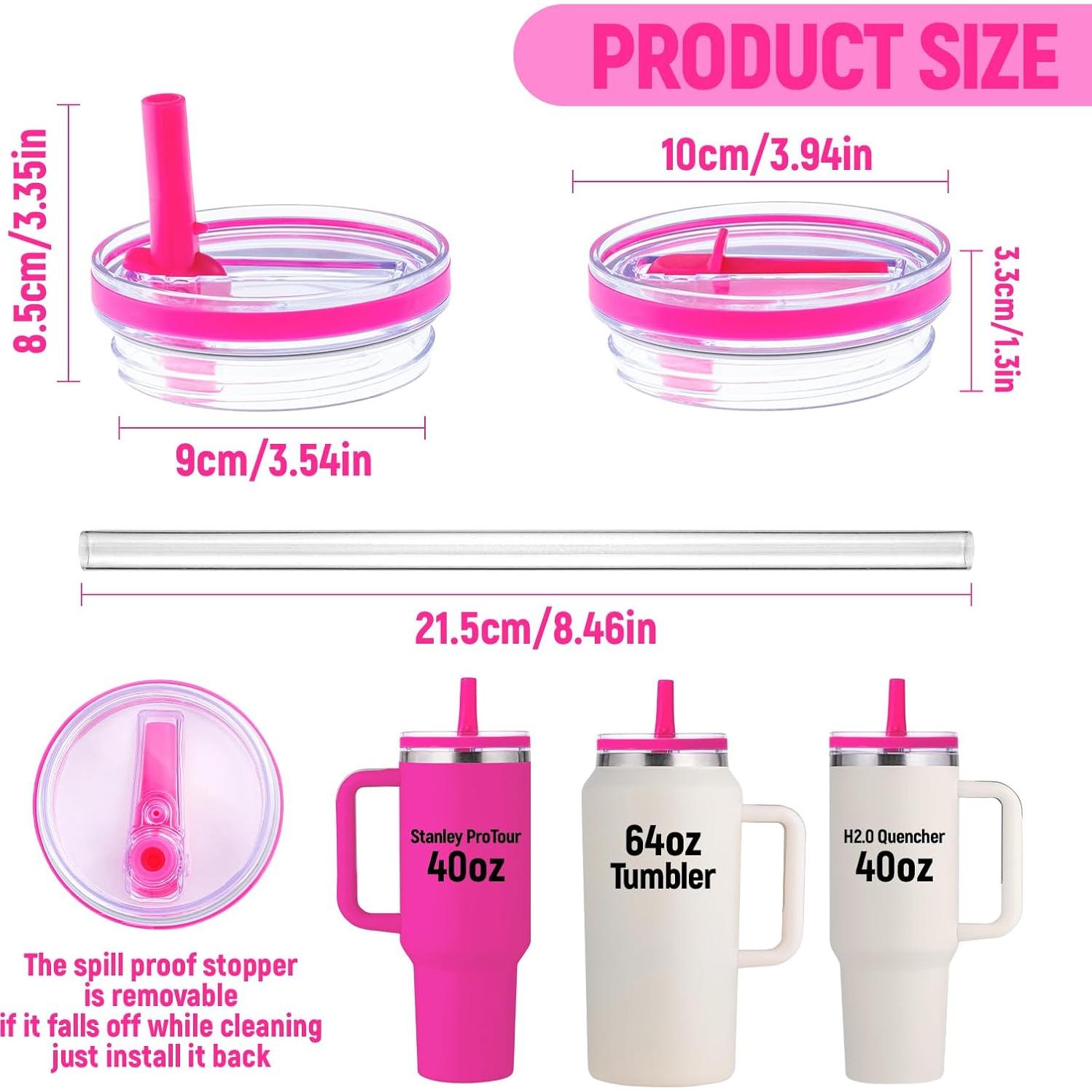 Tapa de Popote Morla para Vaso Stanley 40 oz/64 oz - Fucsia 2-Pack