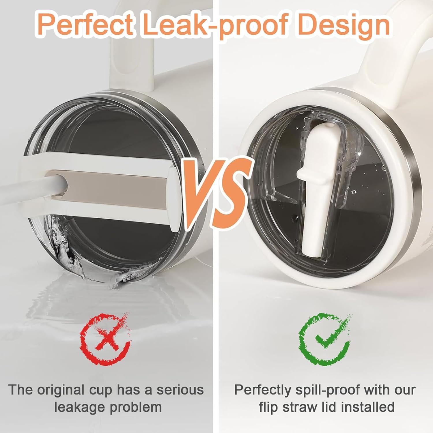 Paquete de 2 tapas a prueba de fugas ALDWDY 40 oz con popote