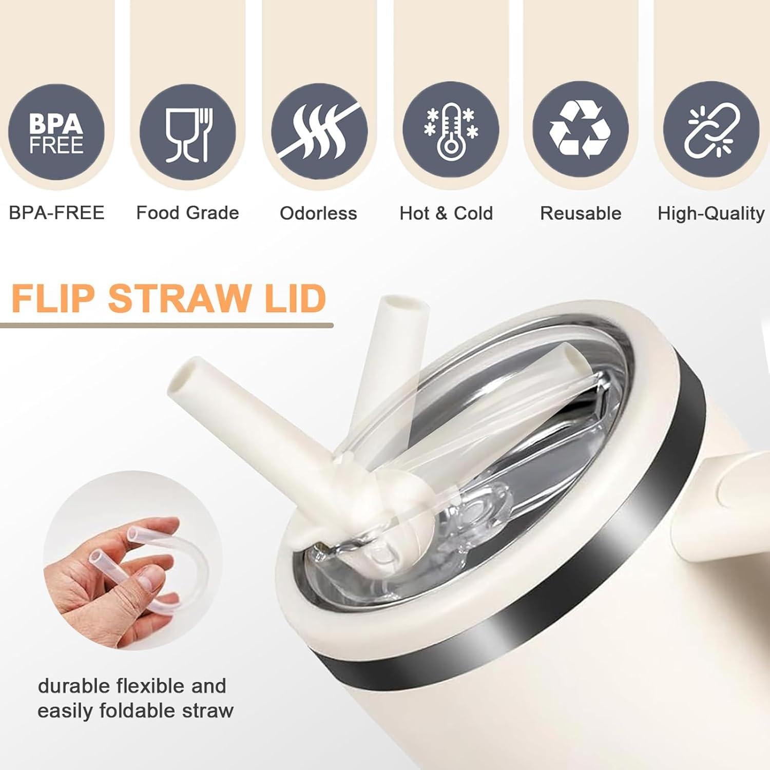 Paquete de 2 tapas a prueba de fugas ALDWDY 40 oz con popote