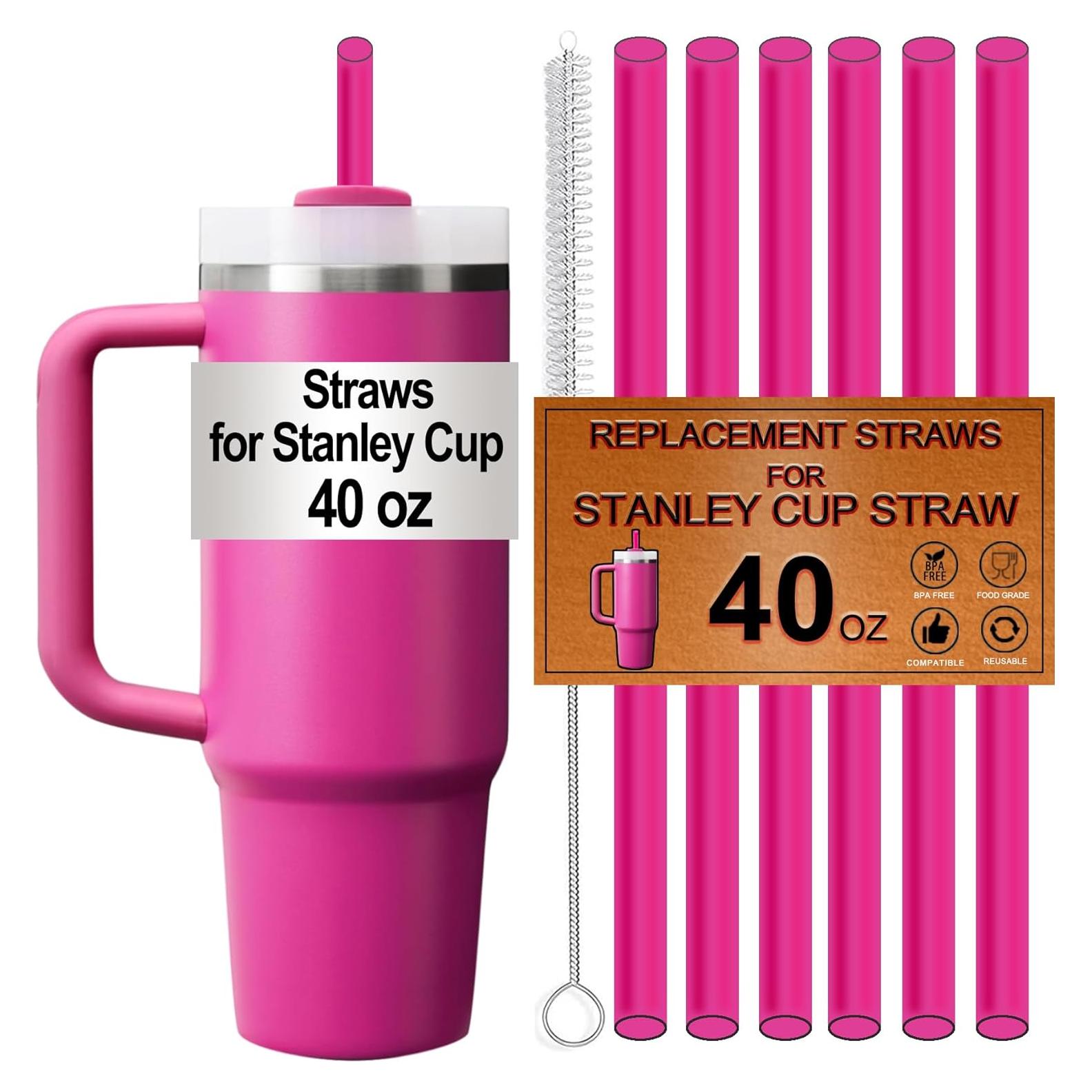 Paquete de 6 Popotes Reutilizables Rosa FXTBE para Taza Stanley 40 oz