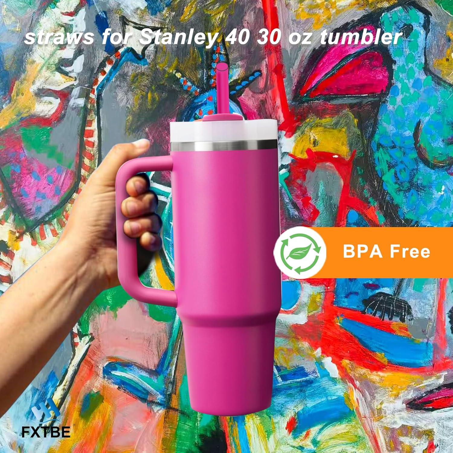 Paquete de 6 Popotes Reutilizables Rosa FXTBE para Taza Stanley 40 oz