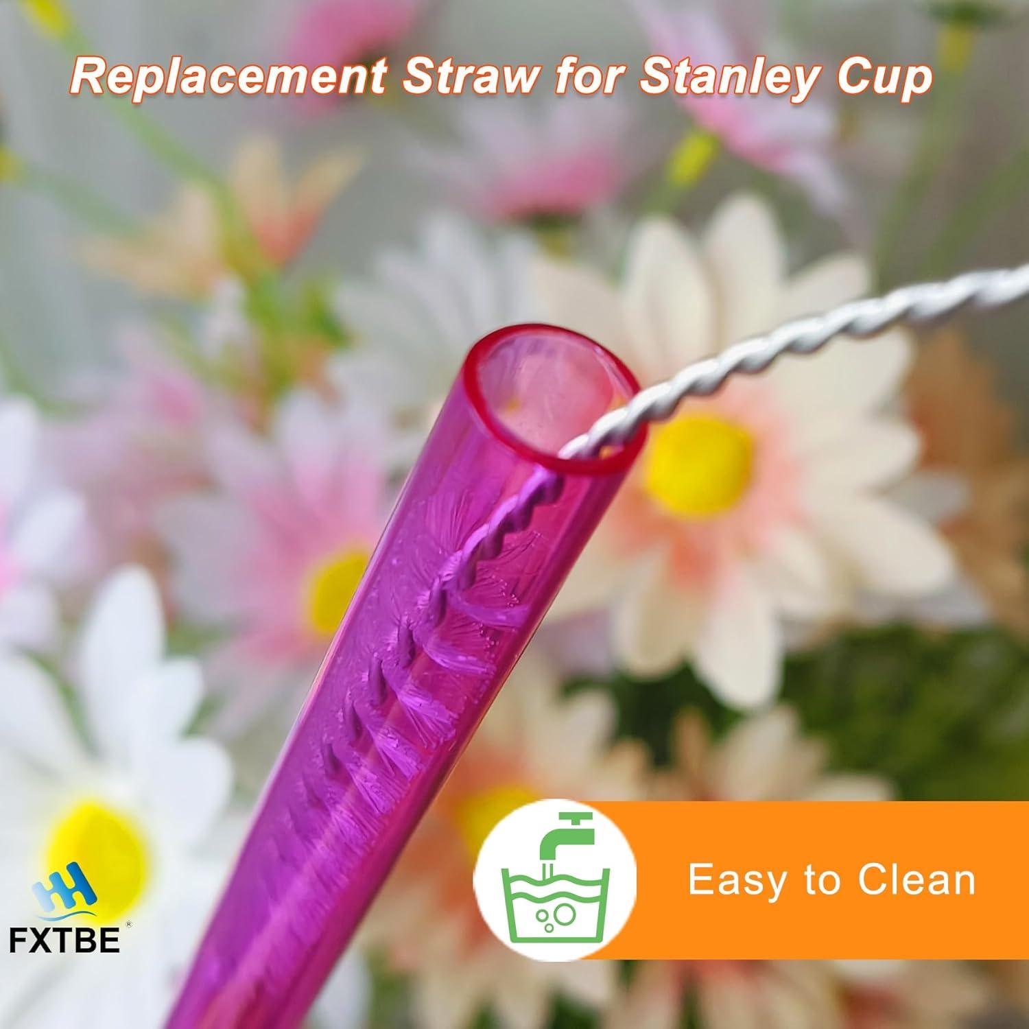 Paquete de 6 Popotes Reutilizables Rosa FXTBE para Taza Stanley 40 oz