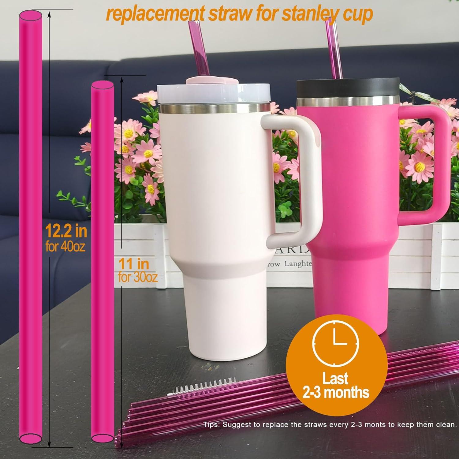 Paquete de 6 Popotes Reutilizables Rosa FXTBE para Taza Stanley 40 oz