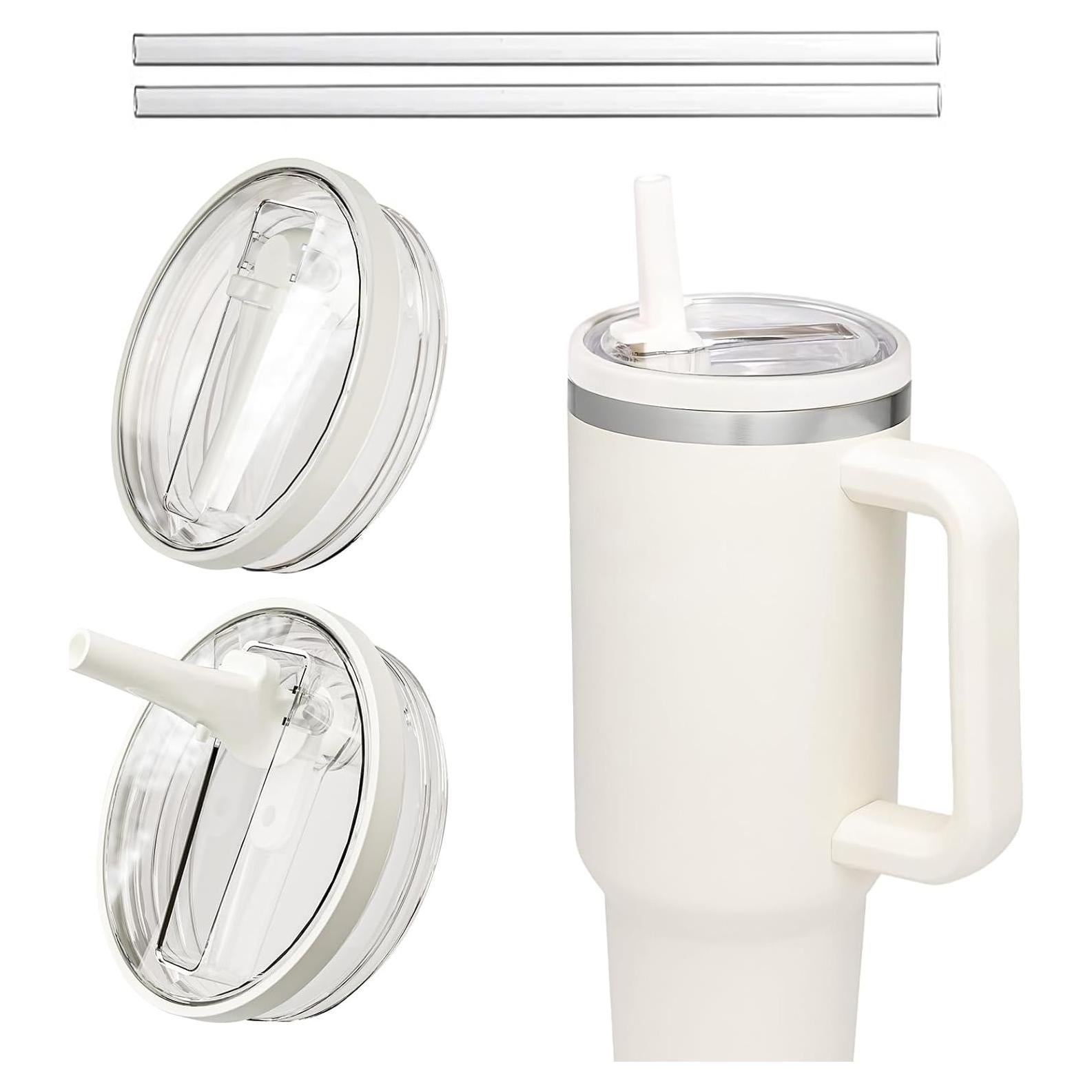 Tapa de Popote Reutilizable XPMY para Vaso 40 Oz Beige - 2 Pzas