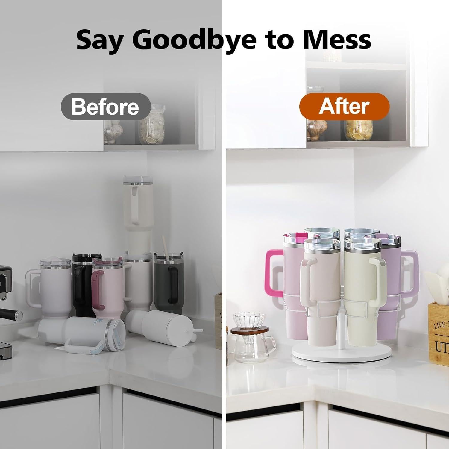 Organizador Rotativo para Botellas de Agua Kssiaz 40 oz Blanco