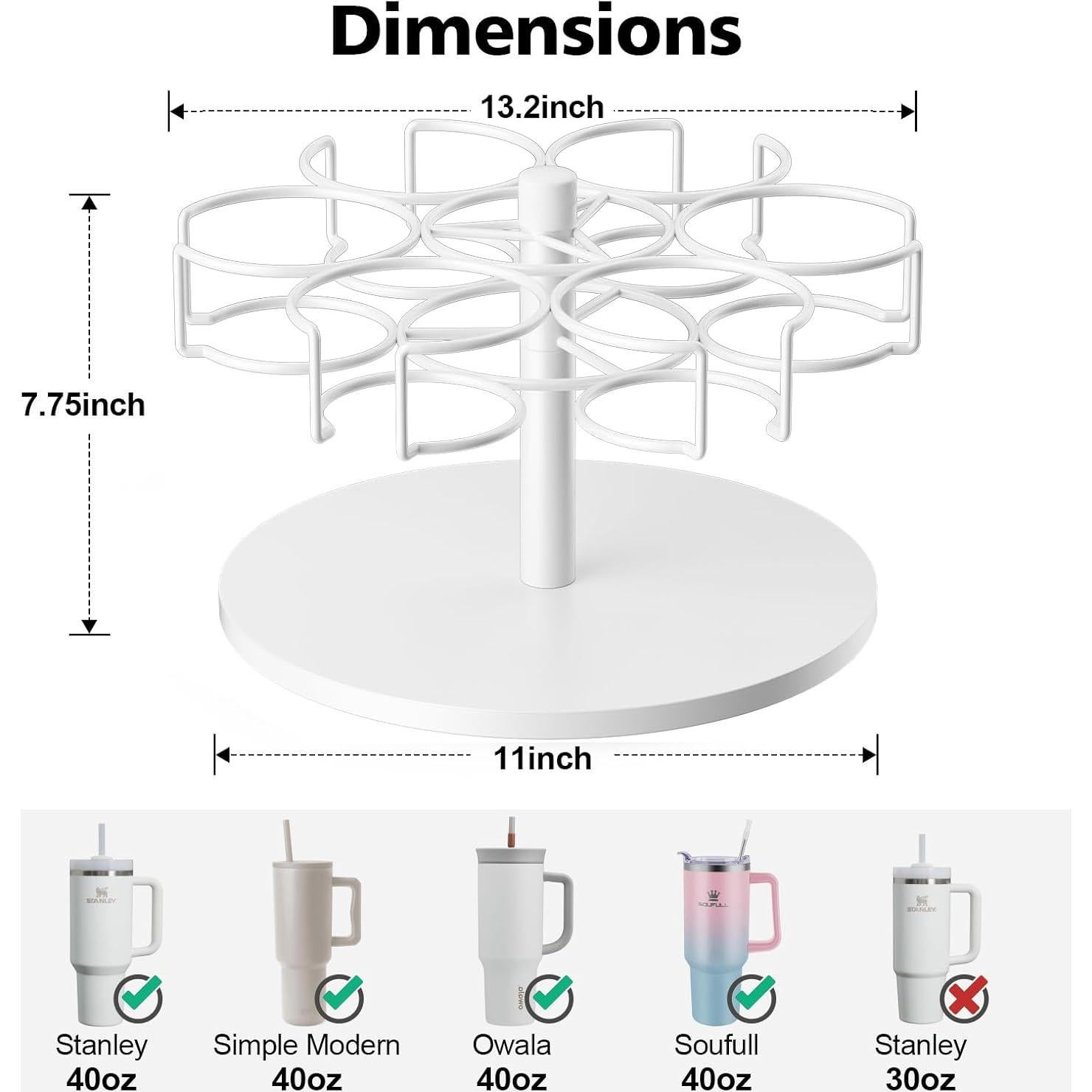 Organizador Rotativo para Botellas de Agua Kssiaz 40 oz Blanco
