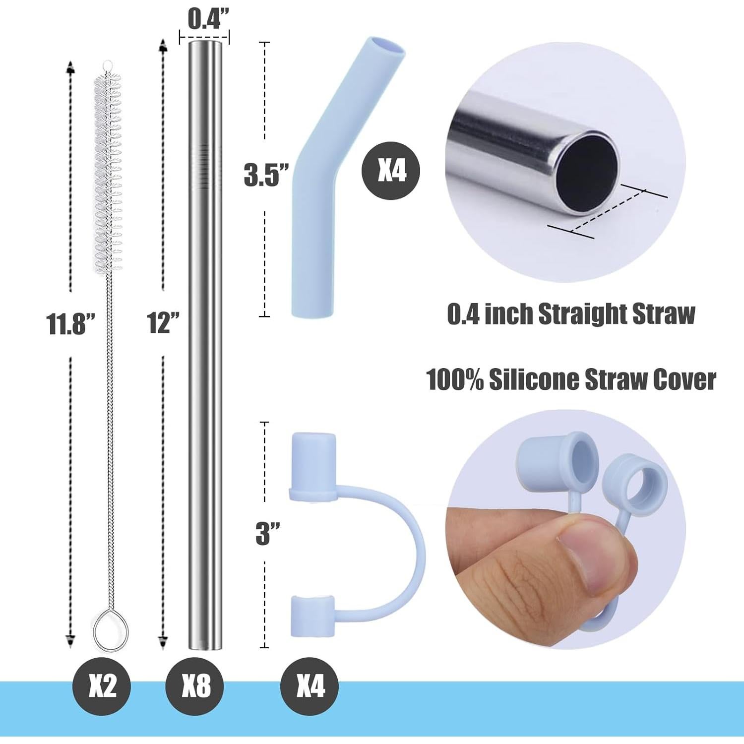 Pajillas de Acero Inoxidable Greant 30.48 cm para Taza Stanley