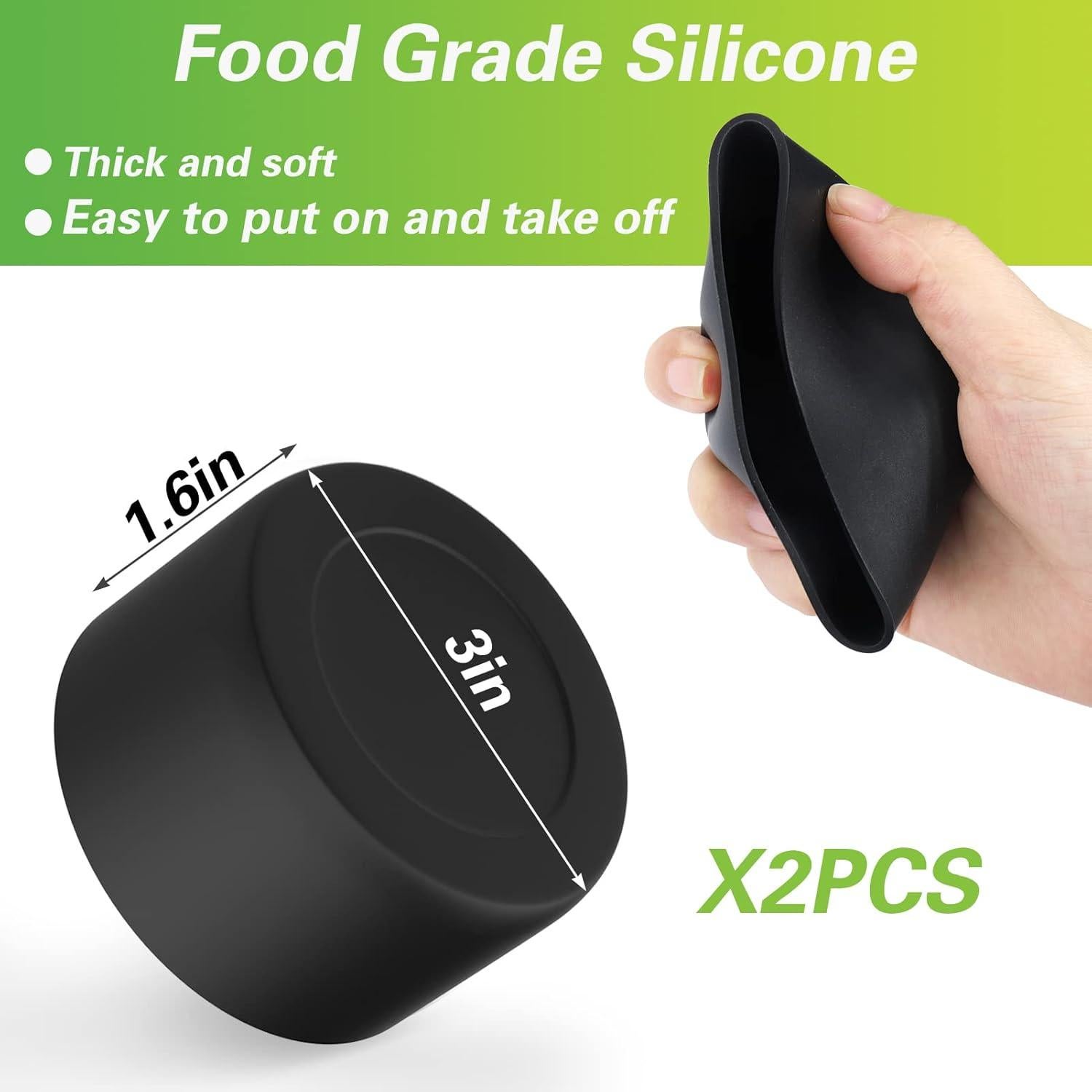 Manga de Silicona AIERSA para Botellas Stanley 2 Pcs Negro