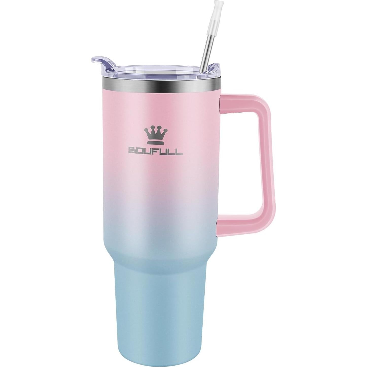 Taza de 40 oz Soufull con tapa a prueba de fugas y sorbete