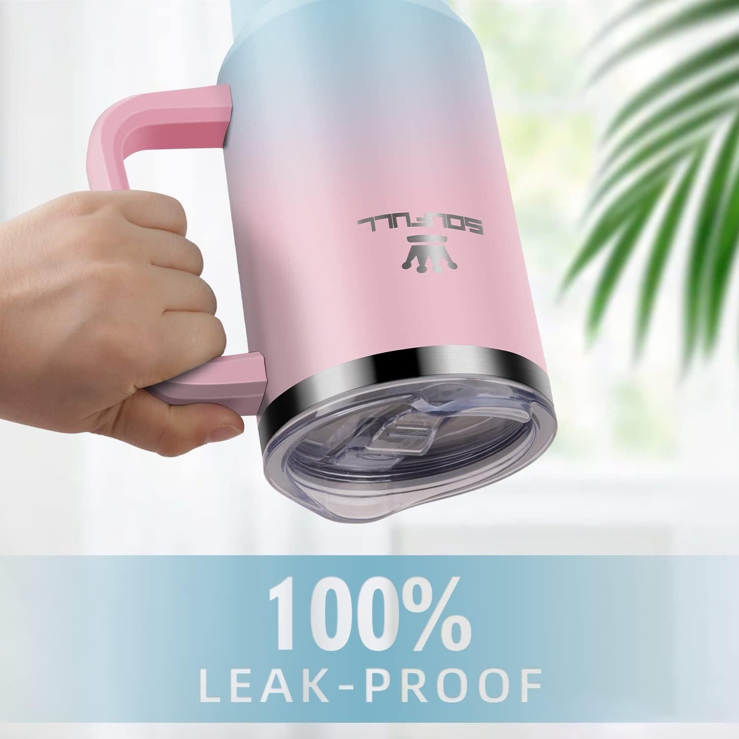 Taza de 40 oz Soufull con tapa a prueba de fugas y sorbete