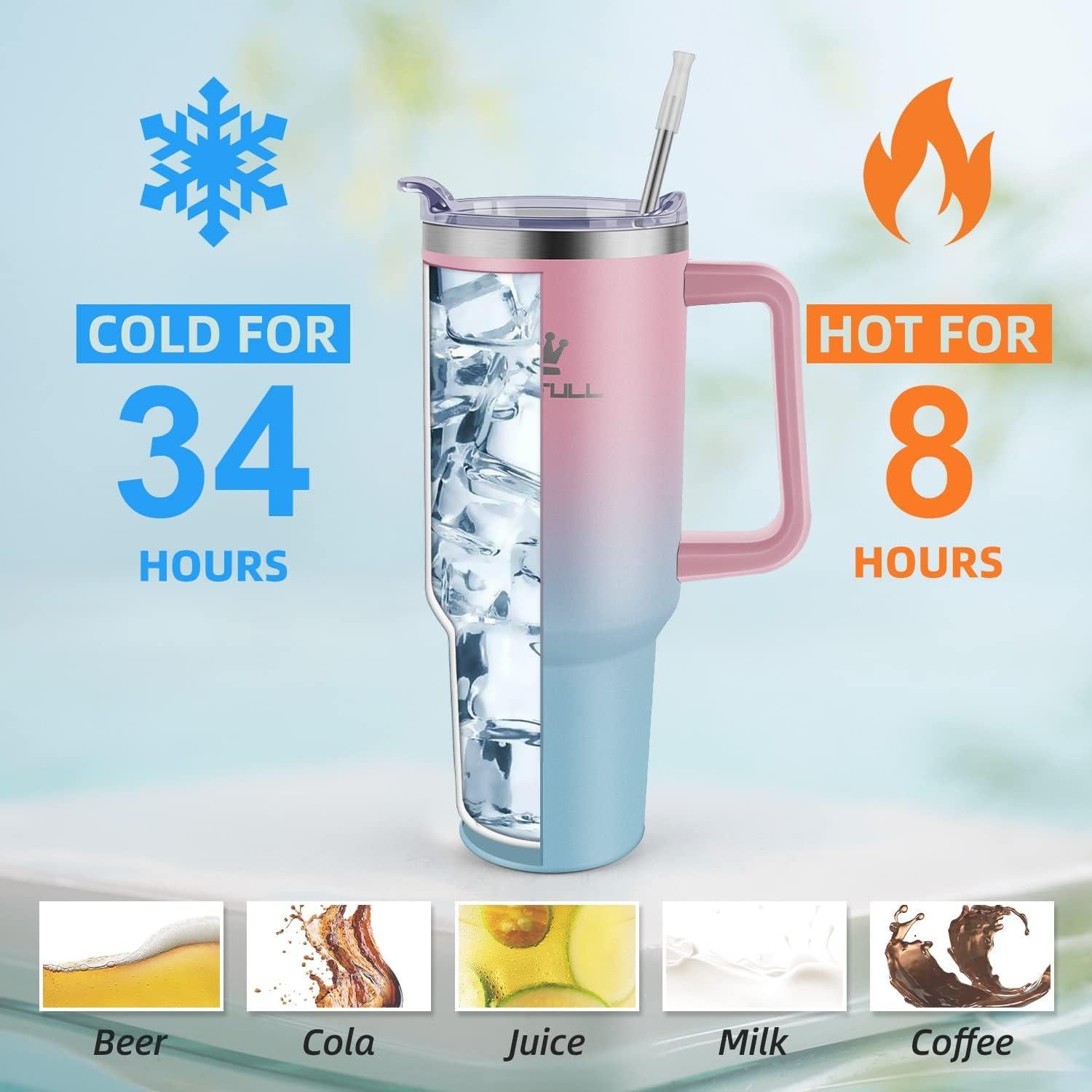 Taza de 40 oz Soufull con tapa a prueba de fugas y sorbete