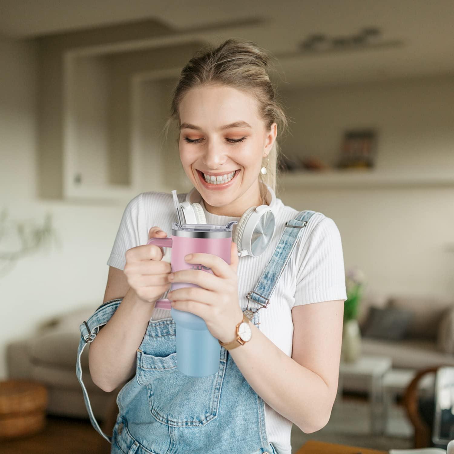Taza de 40 oz Soufull con tapa a prueba de fugas y sorbete