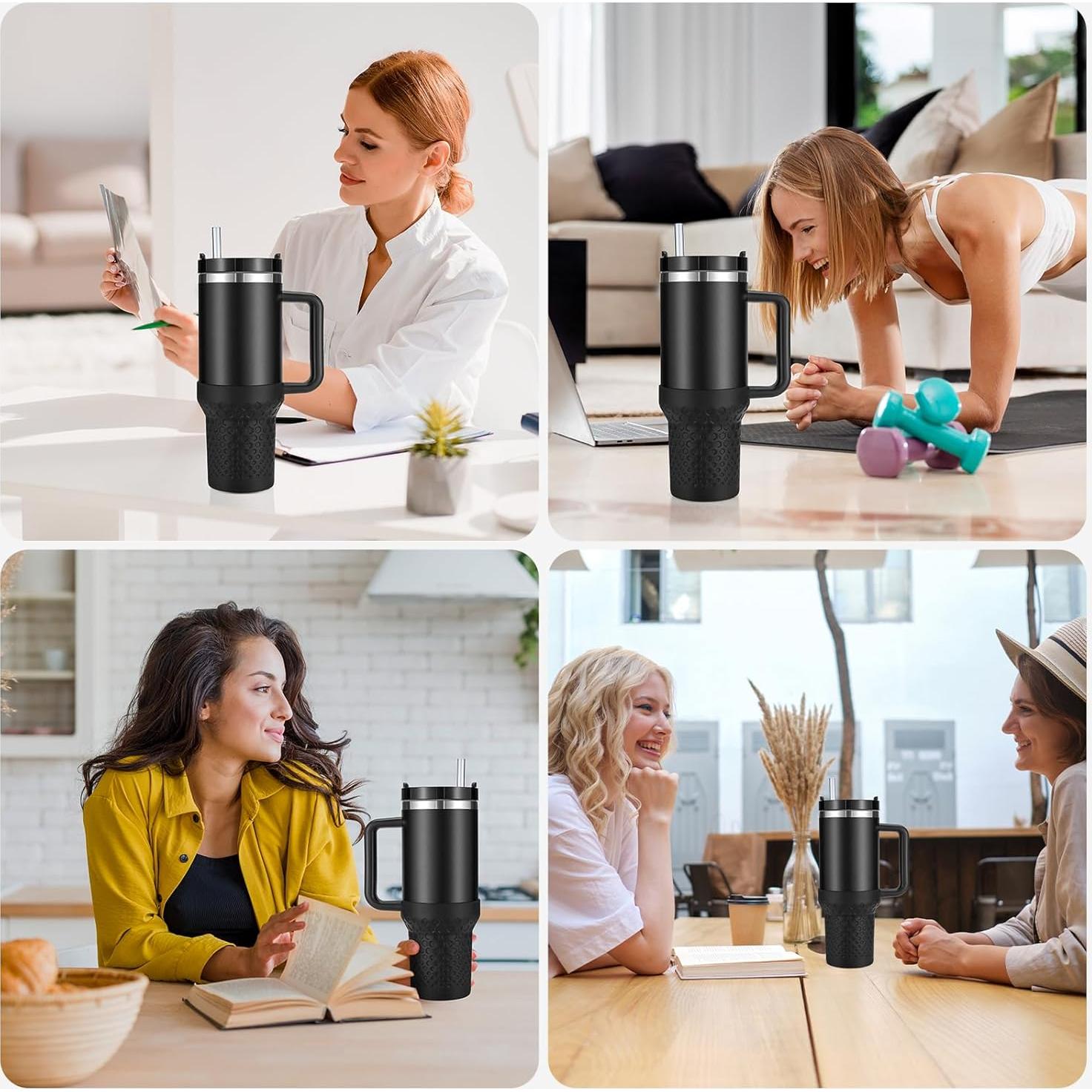 Botín de Silicona Thxbag para Stanley Cup 40 oz Negro