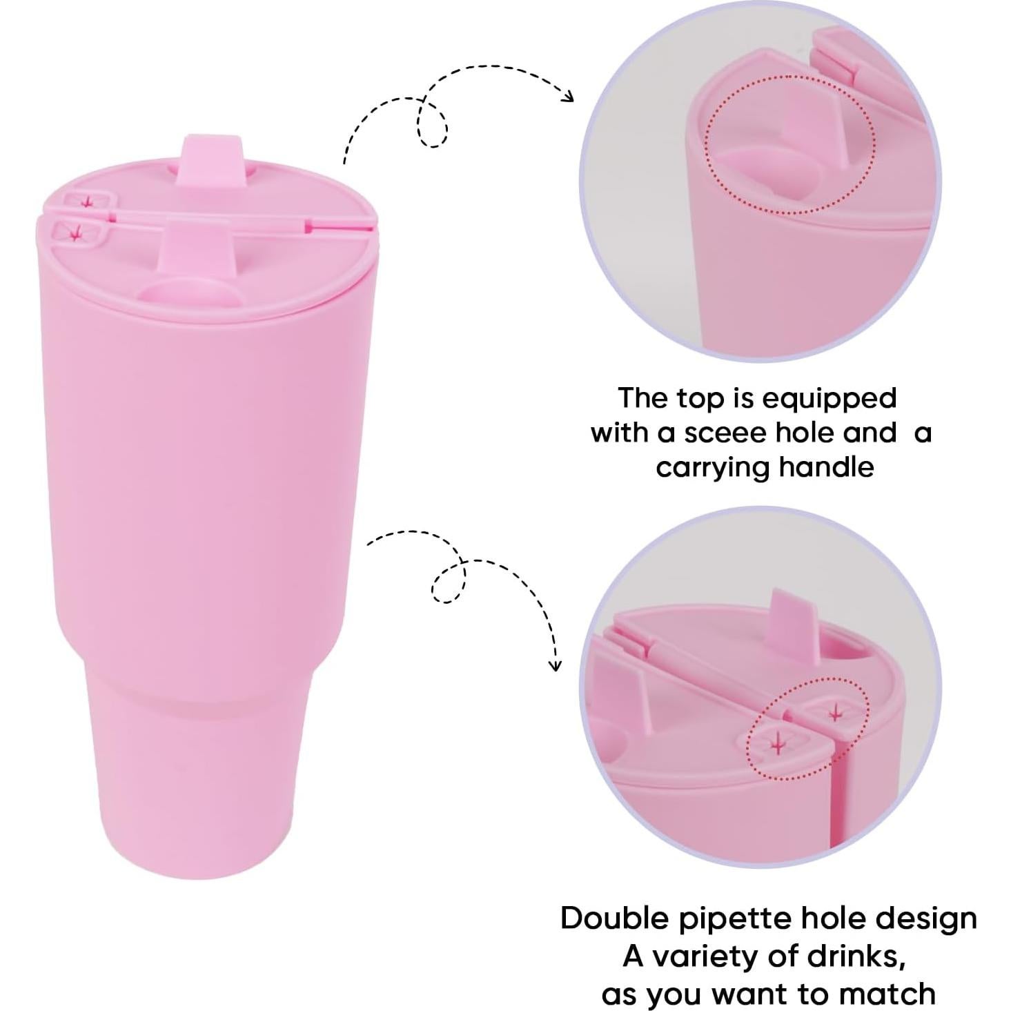 Divisor de Bebidas 2-en-1 Rosa para Vaso Stanley 1.18L