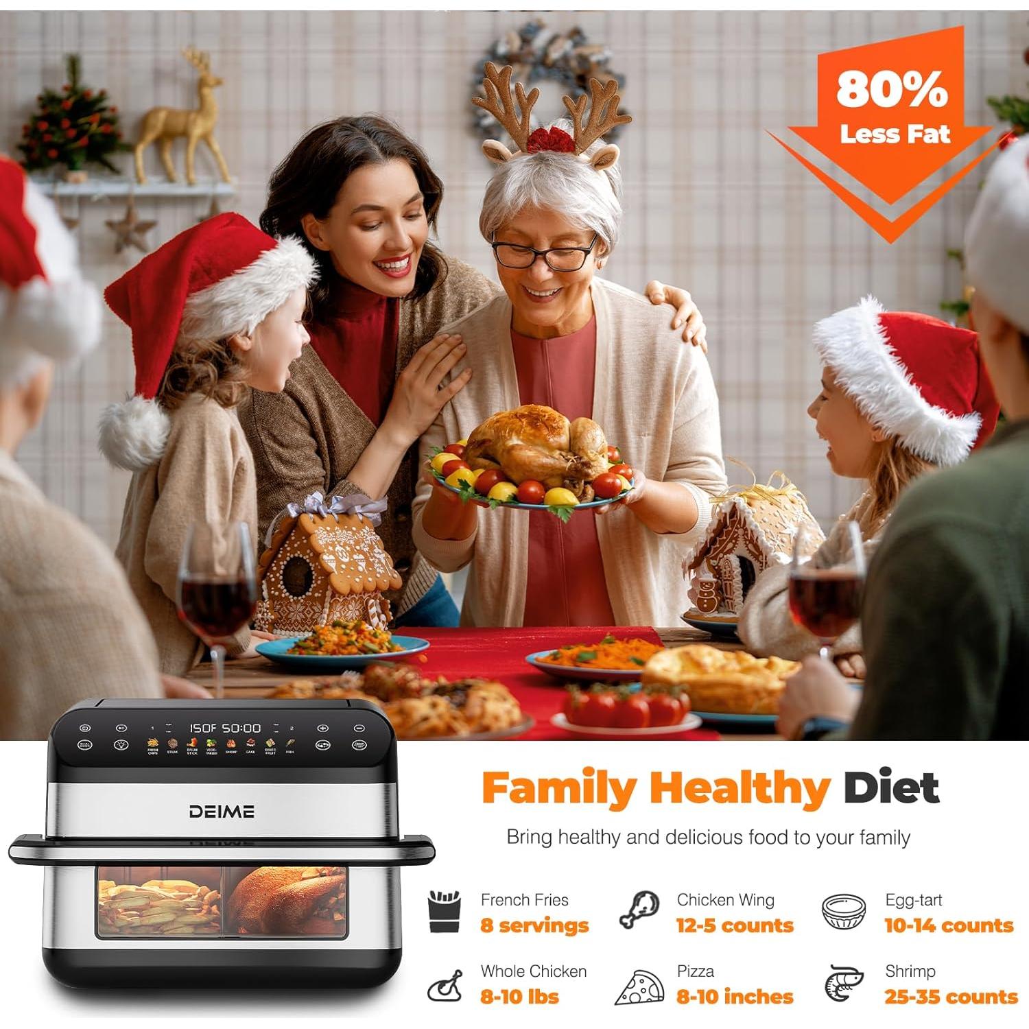 Freidora de Aire DEIME 10.6 QT 1800W Doble Zona Saludable