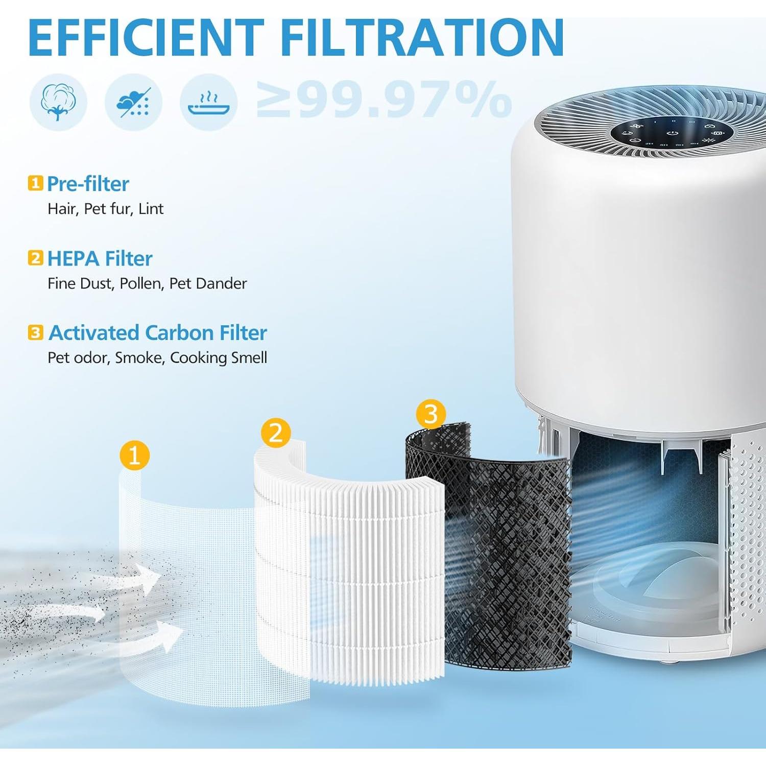 Paquete de 2 Filtros de Reemplazo HEPA iSingo Core 300