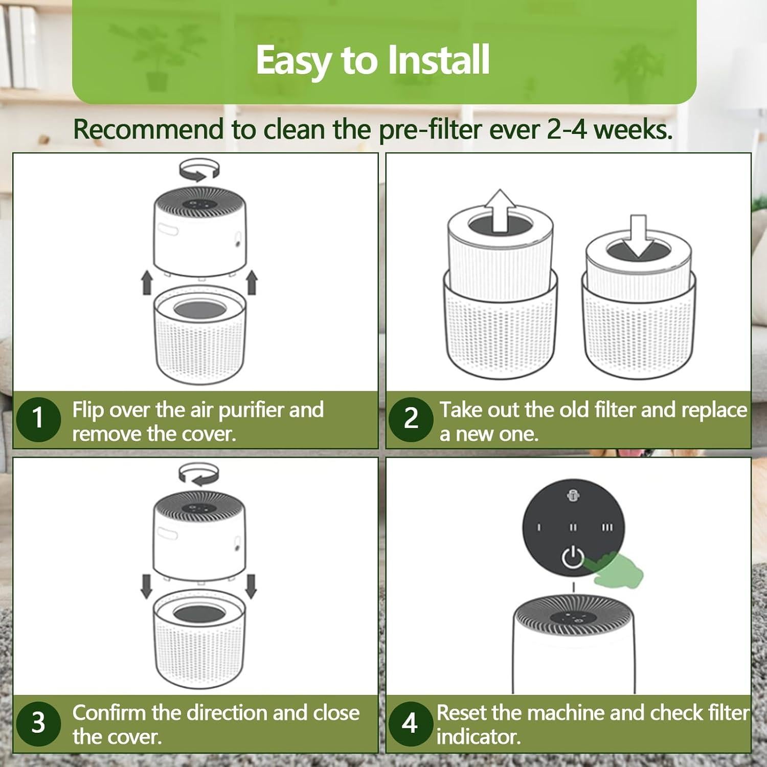 Filtro de Reemplazo HEPA 3-en-1 LEVOIT Core 300 - Blanco