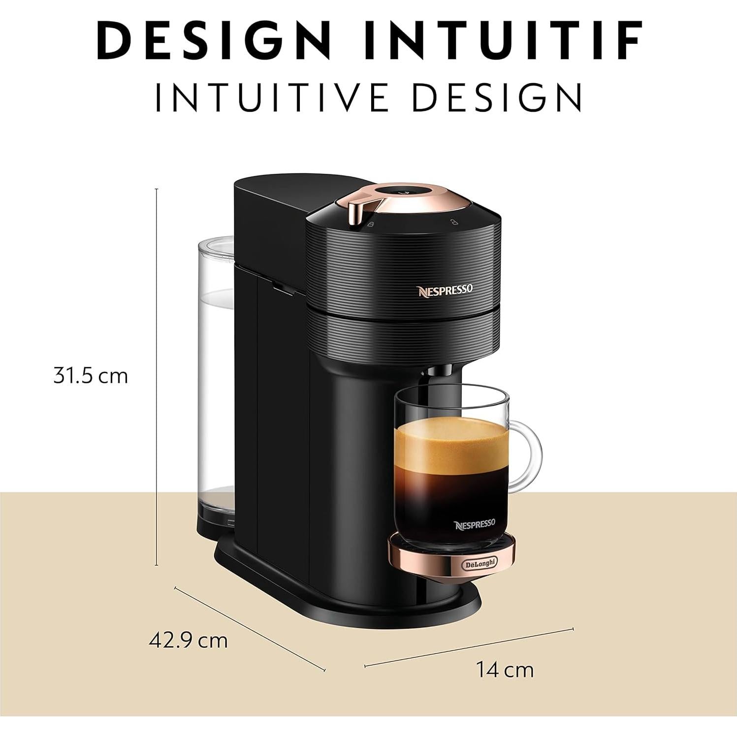 Máquina de Café Nespresso Vertuo Next De'Longhi Oro Rosa