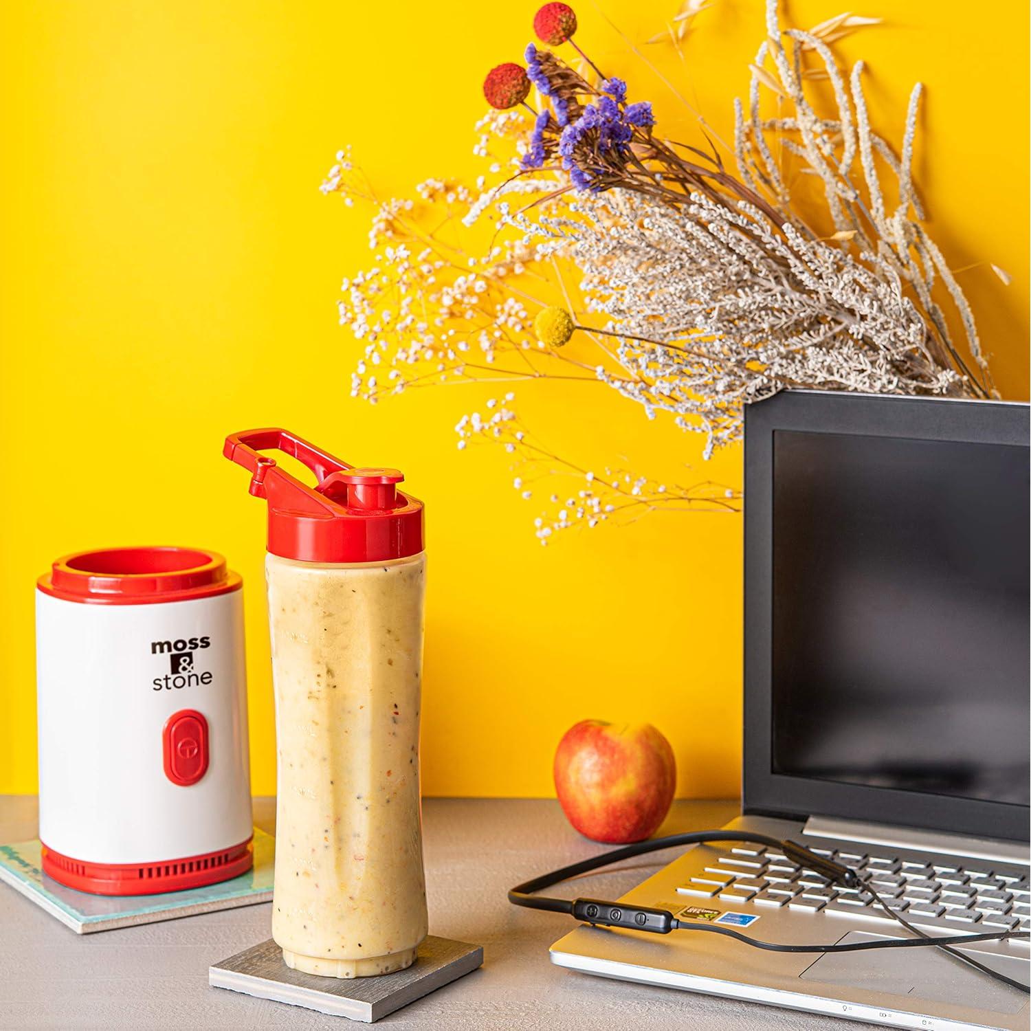 Licuadora Personal Moss & Stone 20 oz Blanca y Roja 250W