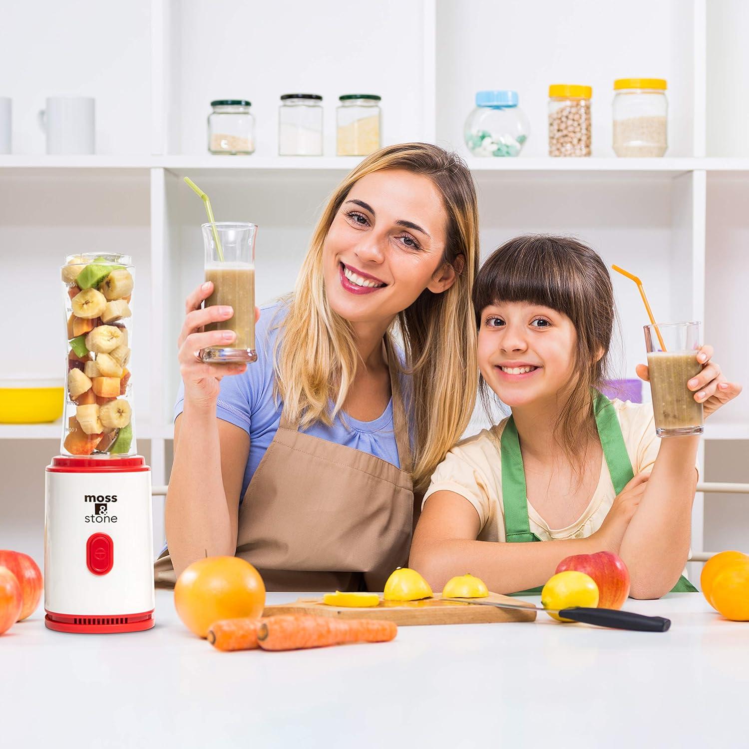 Licuadora Personal Moss & Stone 20 oz Blanca y Roja 250W