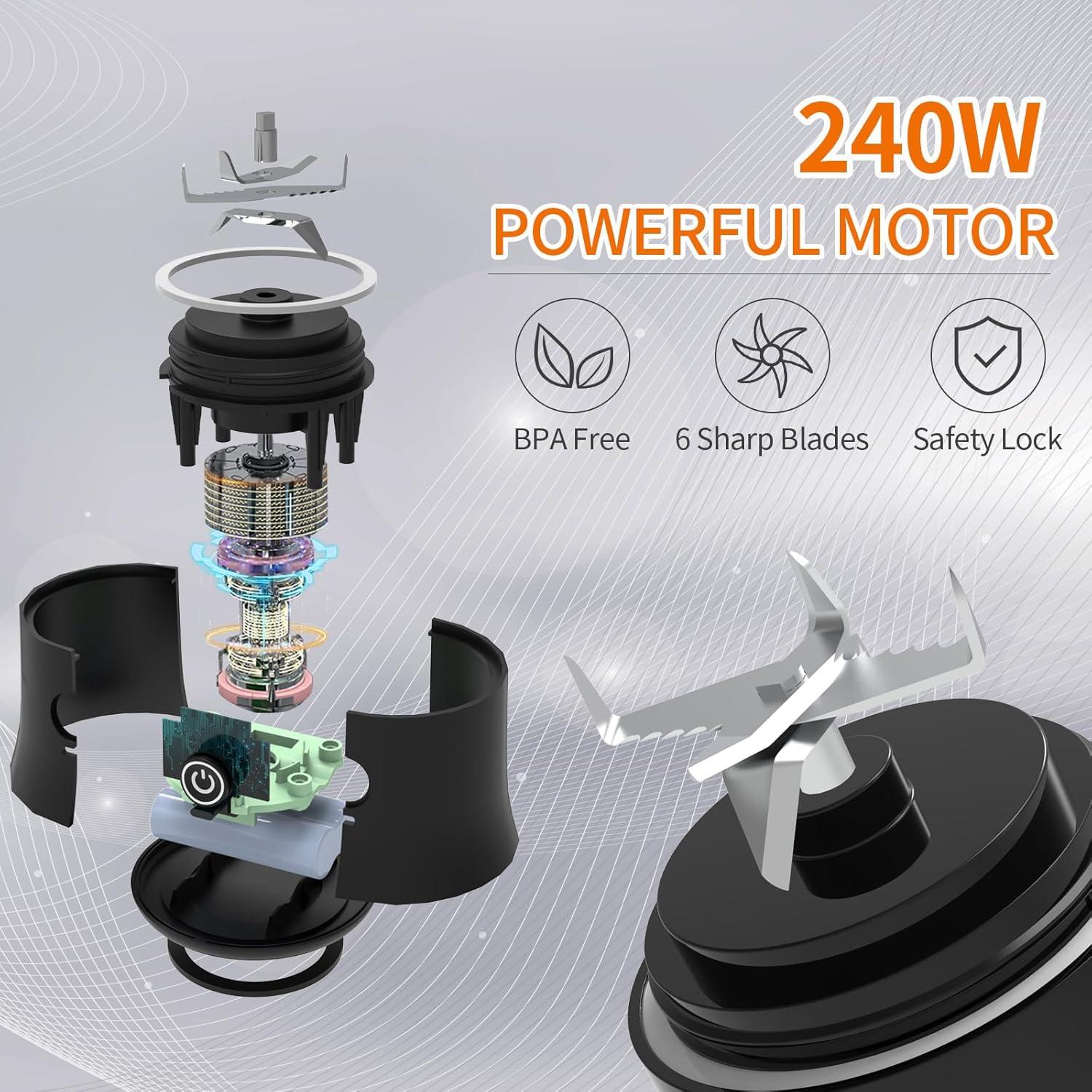 Licuadora portátil Vaeqozva 600ml recargable USB 240W