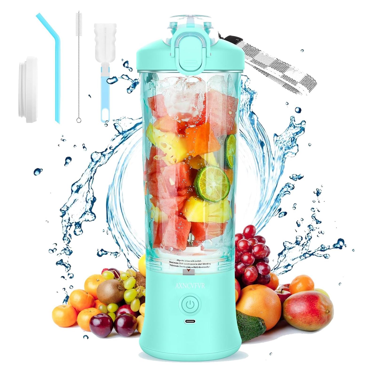 Licuadora Portátil AXNCVFVR 20 oz USB Recargable Alta Velocidad