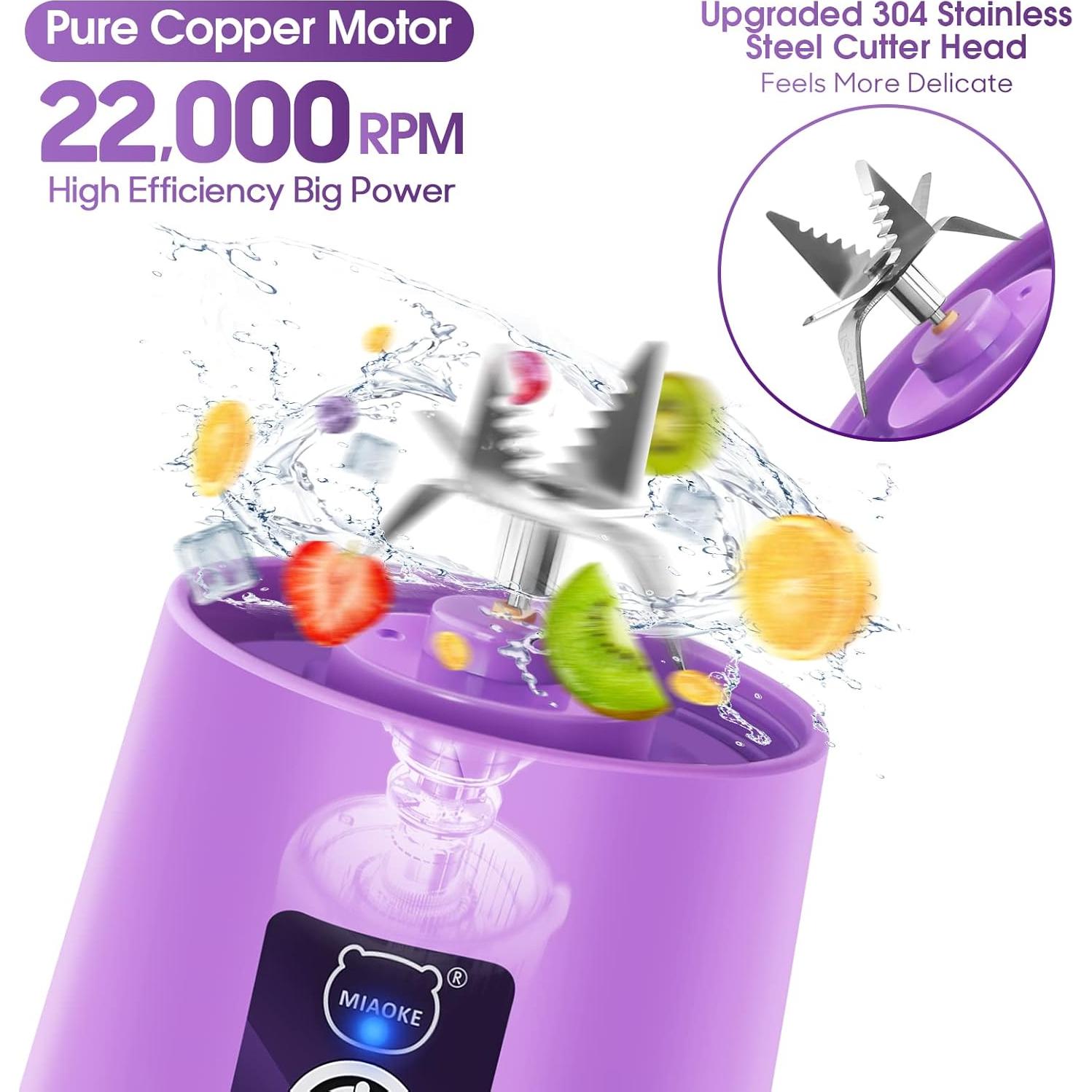 Licuadora Portátil MIAOKE USB Recargable 349ml Púrpura