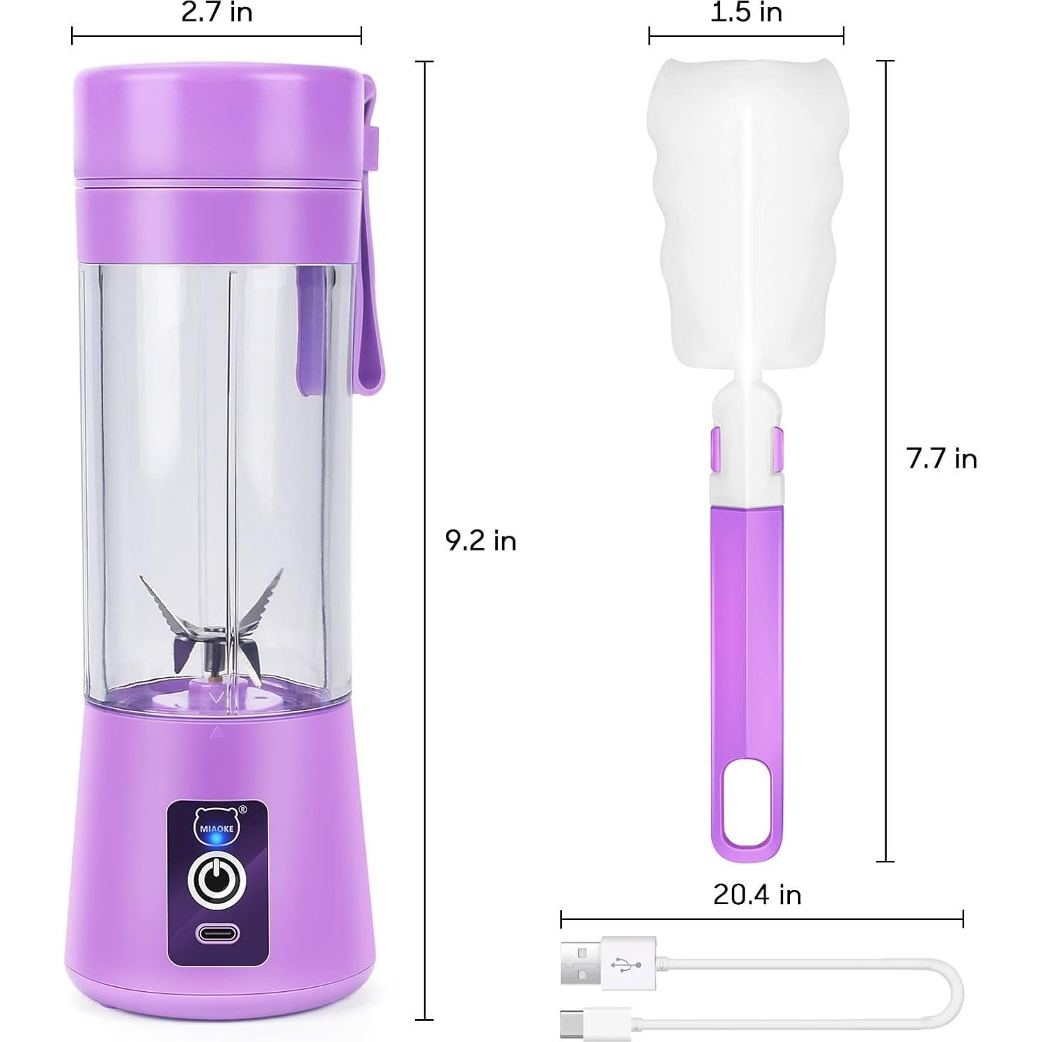 Licuadora Portátil MIAOKE USB Recargable 349ml Púrpura