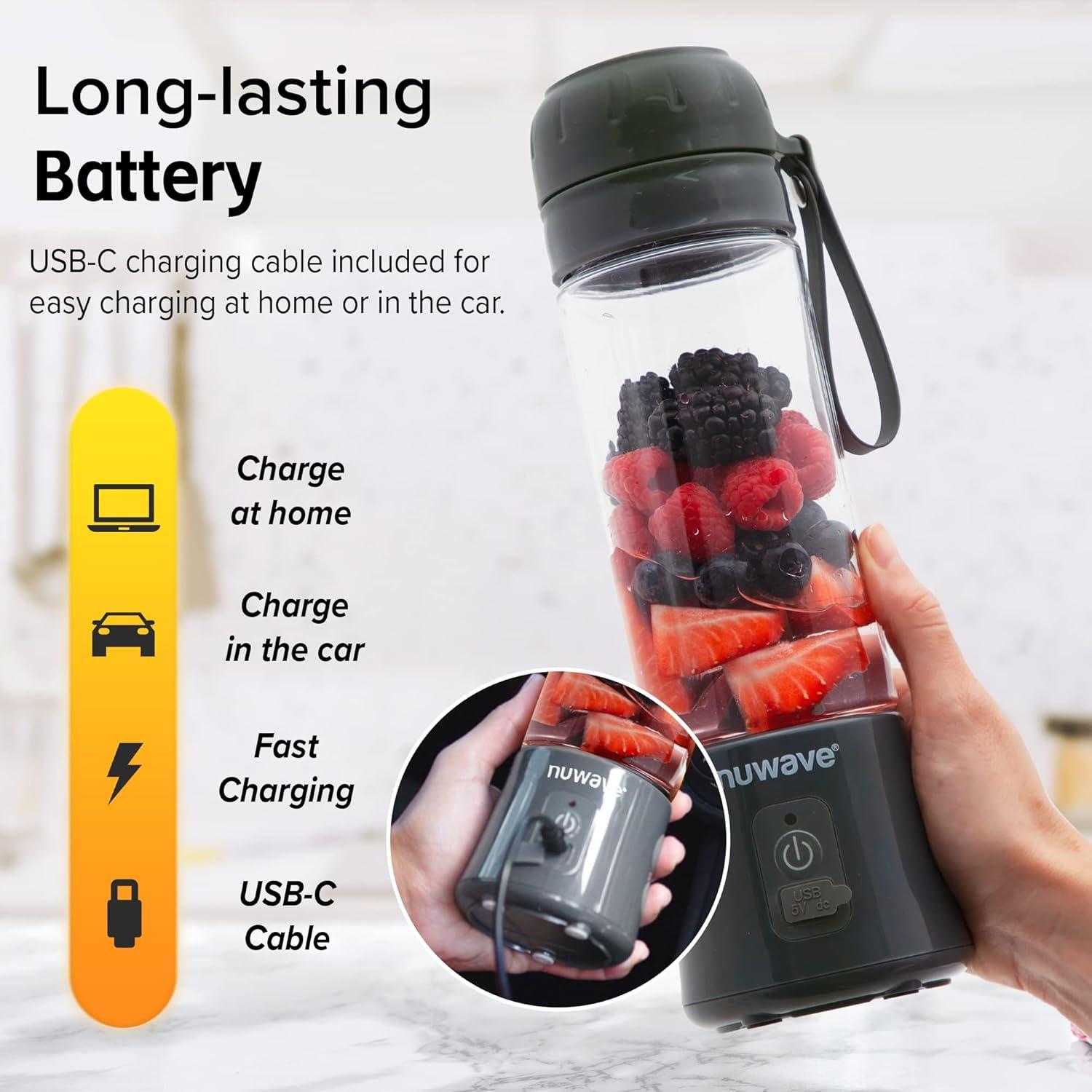 Licuadora Portátil Nuwave 532ml USB-C 6 Cuchillas Tritura Hielo