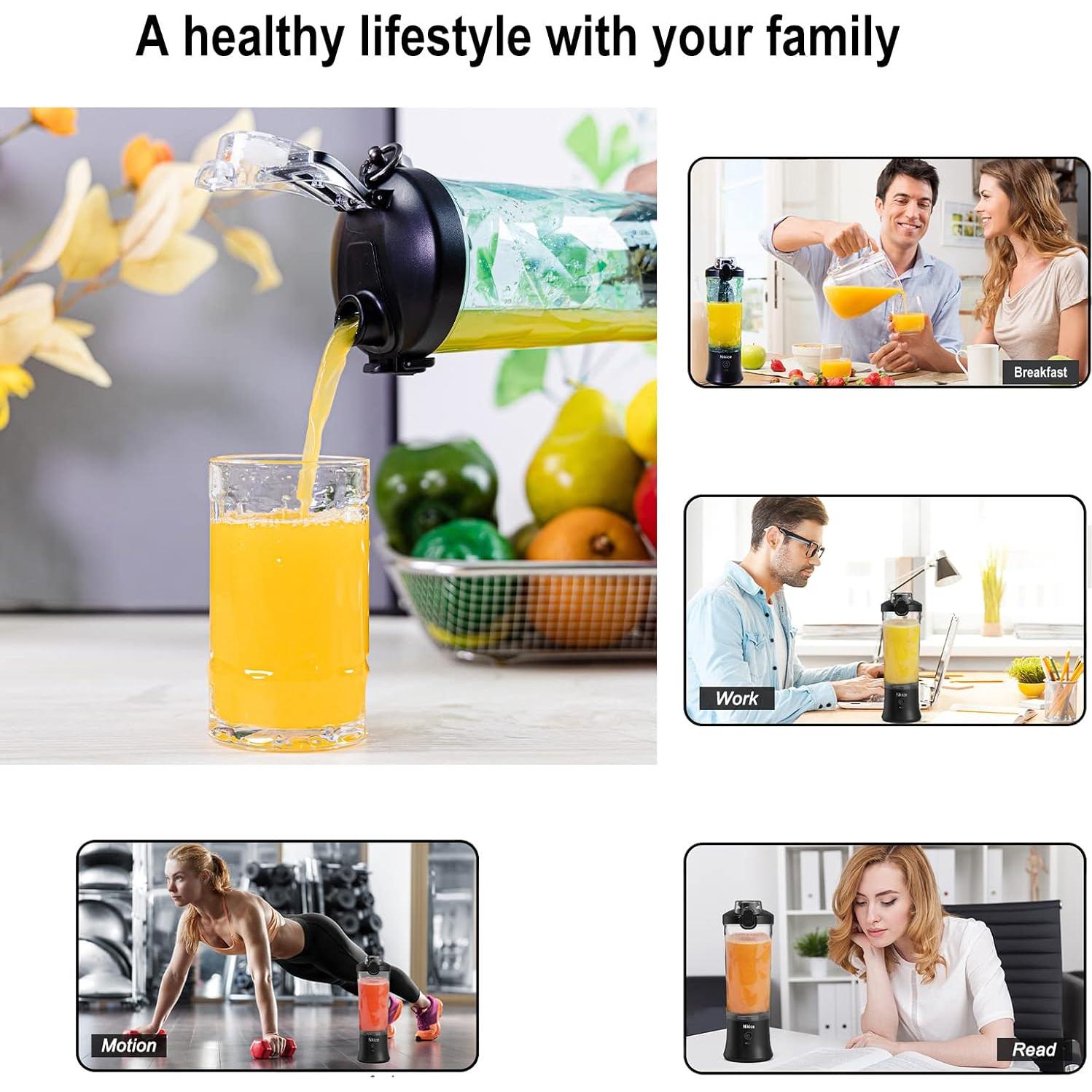 Mezclador Portátil Nikice 600ml USB, Tritura Hielo, Impermeable