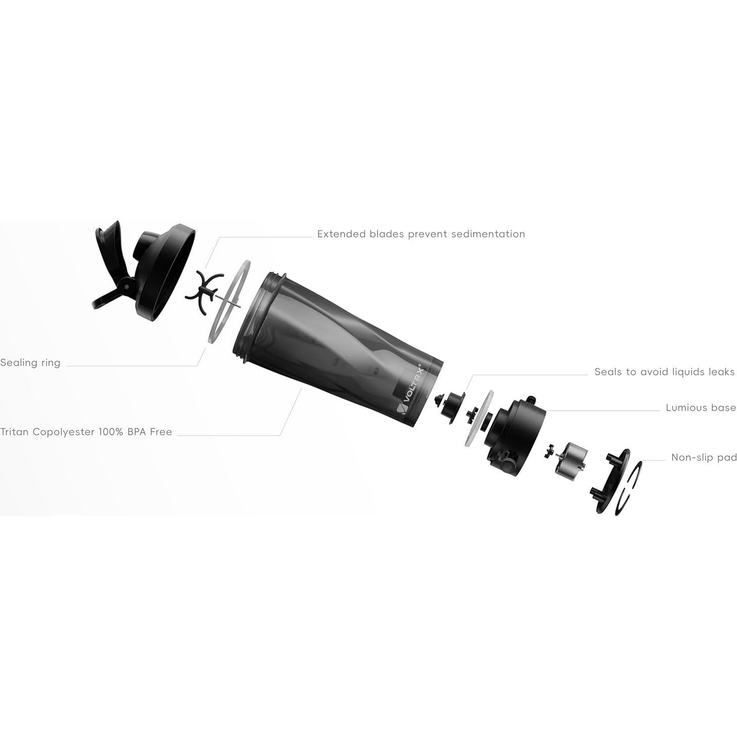 Botella Mezcladora Eléctrica VOLTRX VortexBoost 700ml USB-C