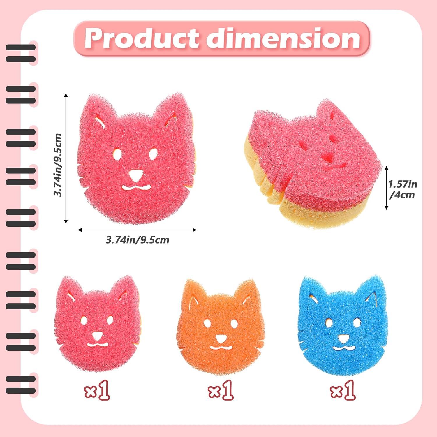 Esponjas de Limpieza Doble Cara Qianyu 4 Pcs Rosa Naranja Azul