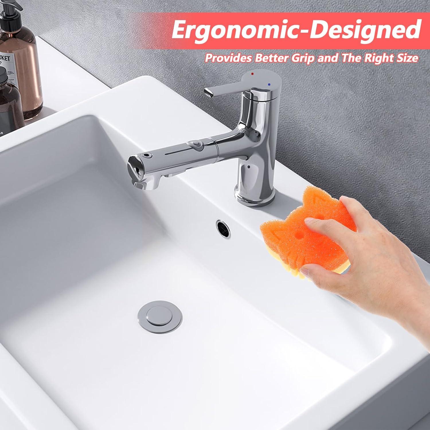 Esponjas de Limpieza Doble Cara Qianyu 4 Pcs Rosa Naranja Azul