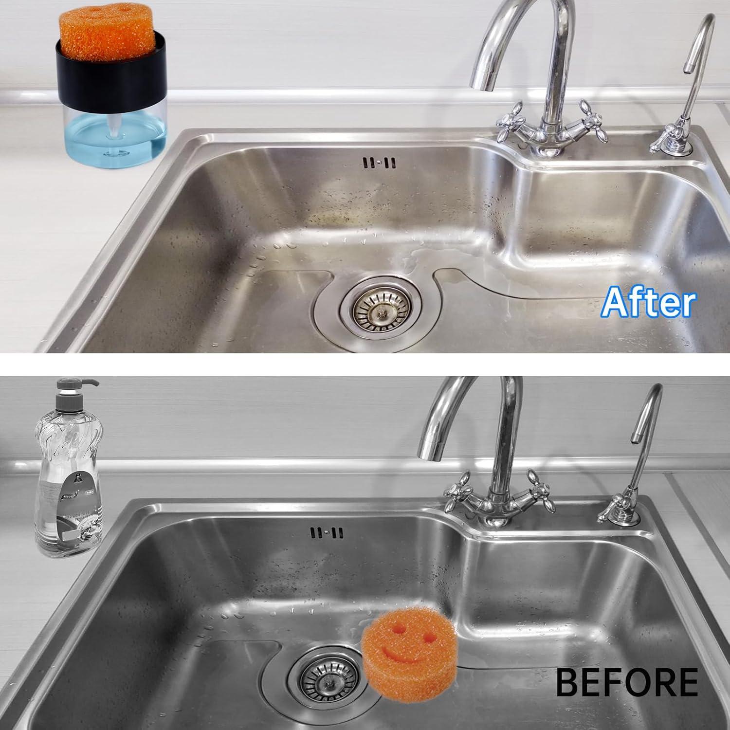 Dispensador de Jabón OENUASG con Soporte para Esponjas - Blanco