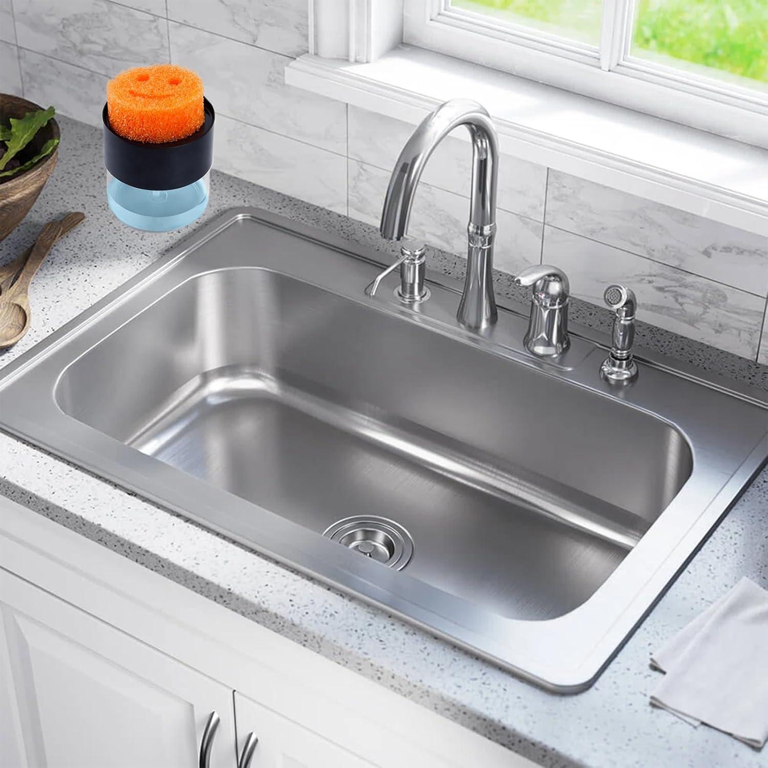 Dispensador de Jabón OENUASG con Soporte para Esponjas - Blanco