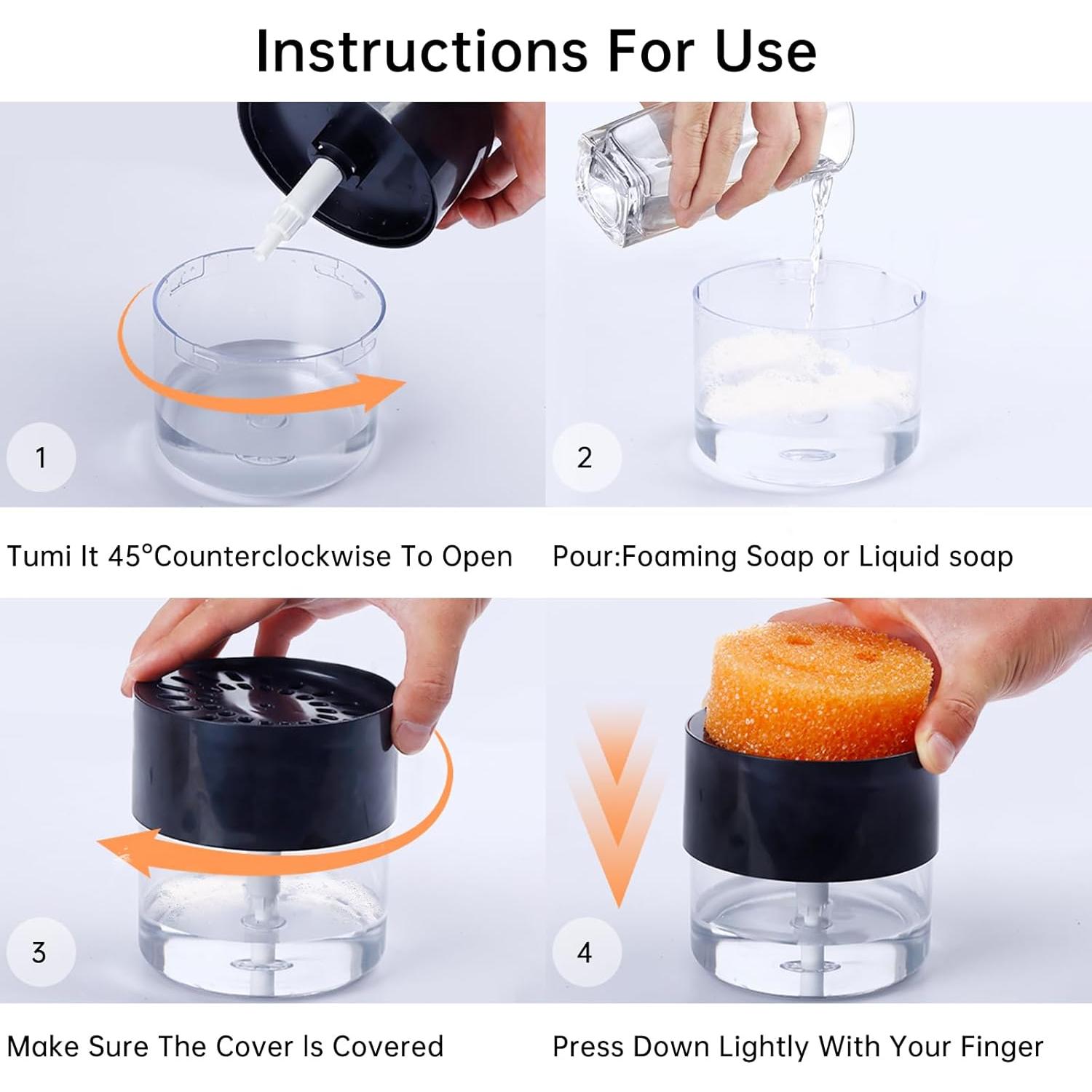 Dispensador de Jabón OENUASG con Soporte para Esponjas - Blanco