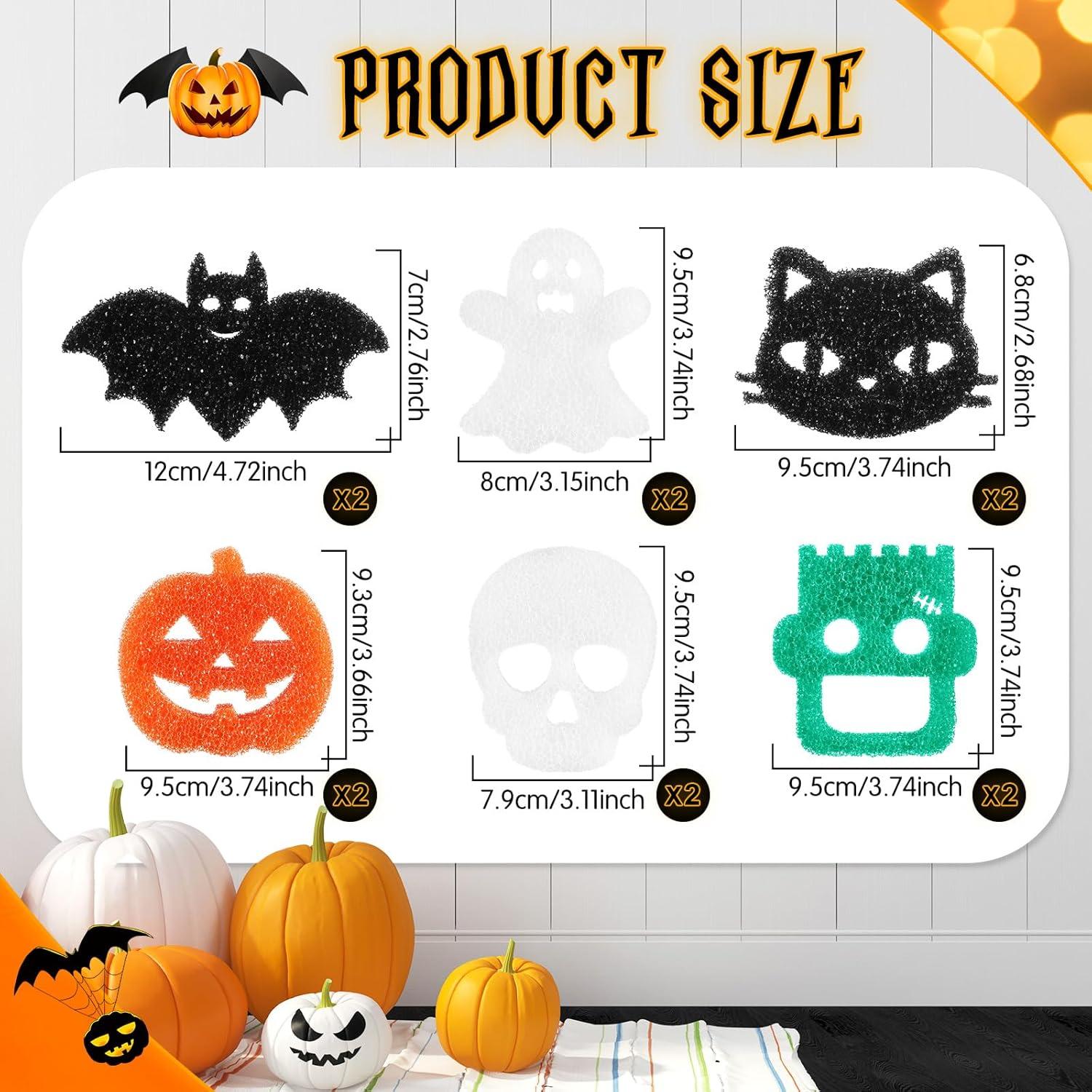 Esponjas de Limpieza Halloween Umigy 12 Pcs Fantasmas y Murciélagos