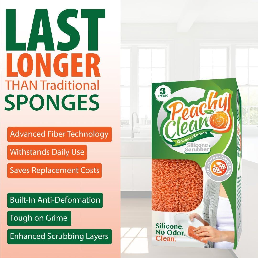 Esponjas de Cocina de Silicona Peachy Clean - Aroma Durazno, 3 Pzas